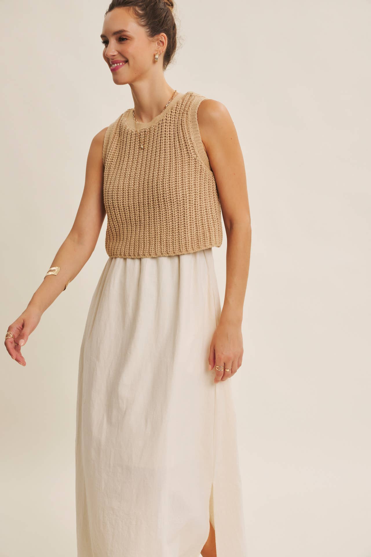 TRUE CUSTOMER FAVORITE CHUNKY SWEATER TWOFER MIDI DRESS