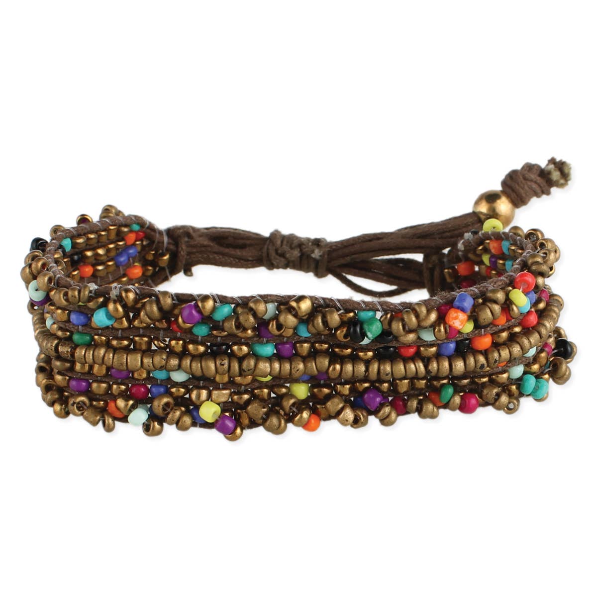 Bronze & Multi Bead Pull Bracelet