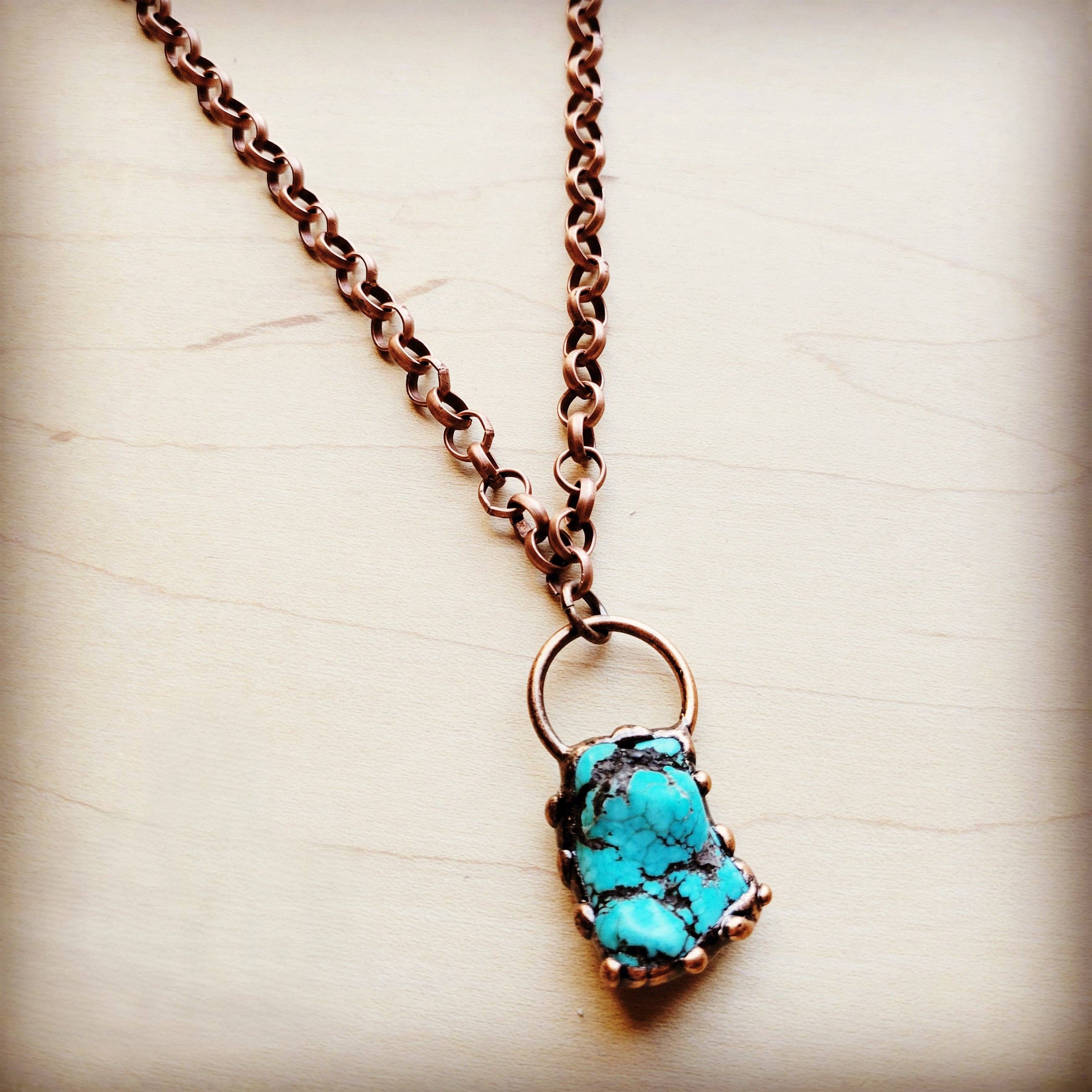 Long Copper Necklace Pendant