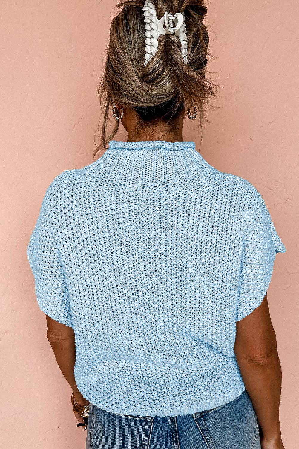 Blue Mock Neck