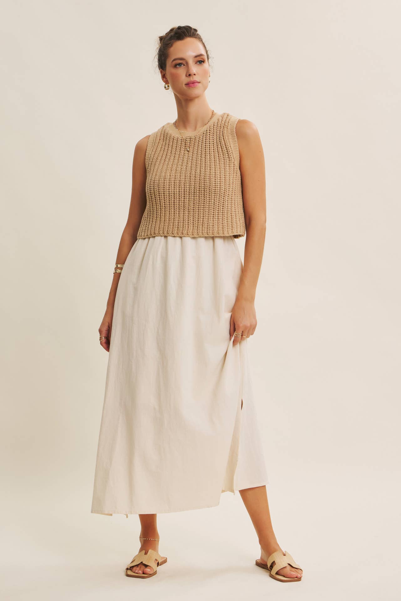 TRUE CUSTOMER FAVORITE CHUNKY SWEATER TWOFER MIDI DRESS