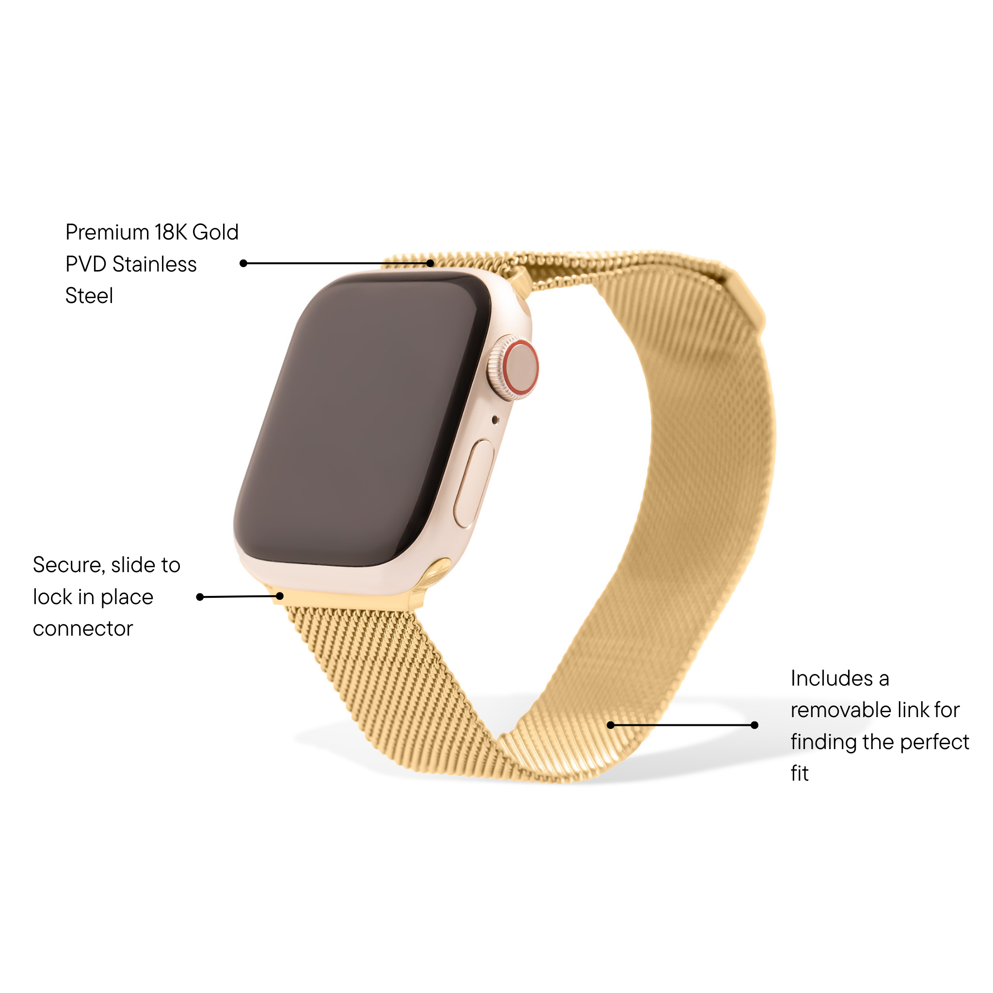Mesh Smartwatch Band | 18K Gold Stainless Steel