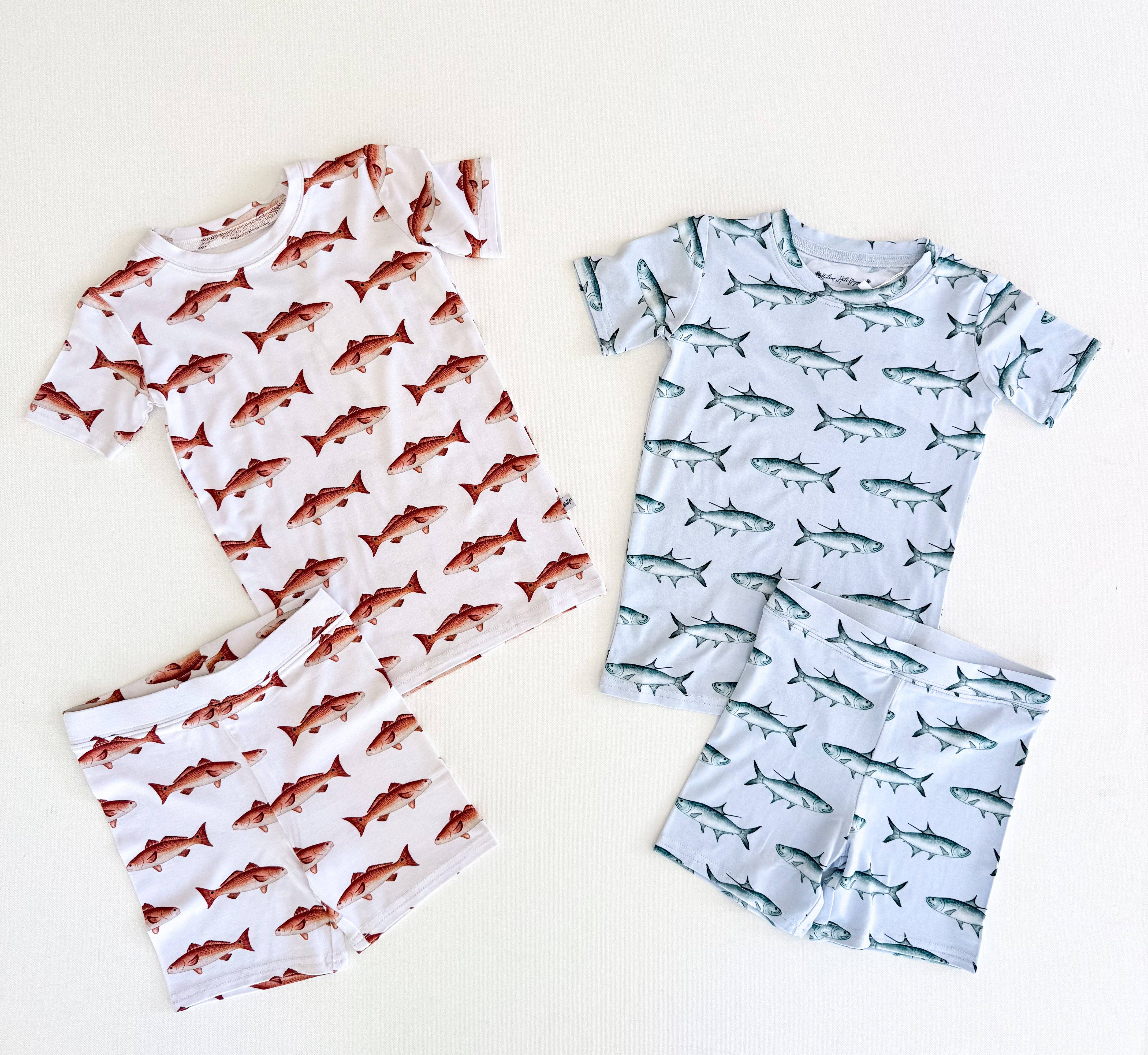 Redfish OR Tarpon Short Sleeve with Shorts Two Piece Sets (2T- 7/8)