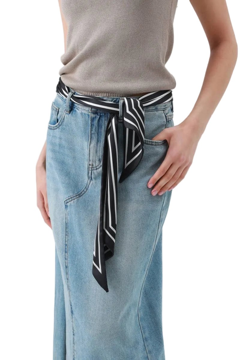 Striped Silky Skinny Scarf