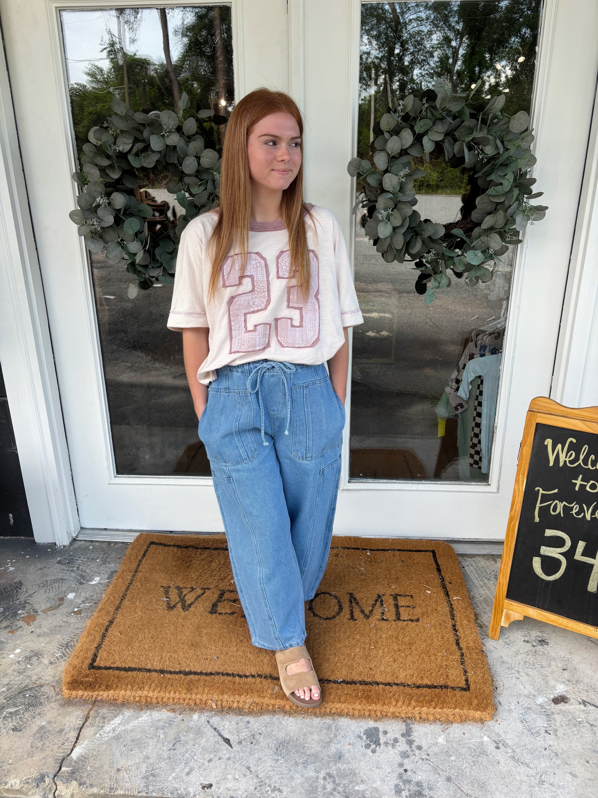 23 PATCHWORK RELAXED SHORT SLEEVE TOP