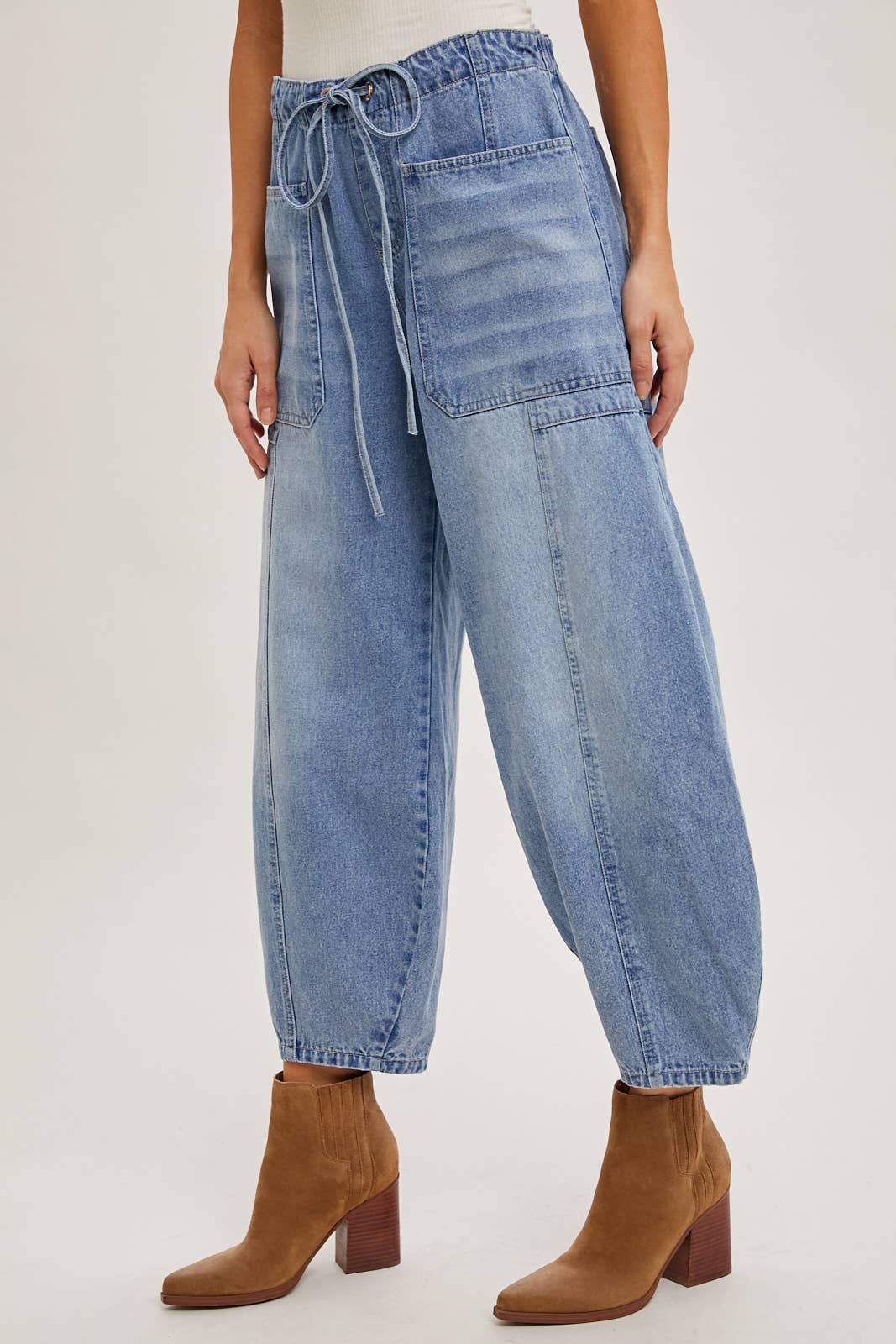 Denim Mid-Waist Barrel Jeans