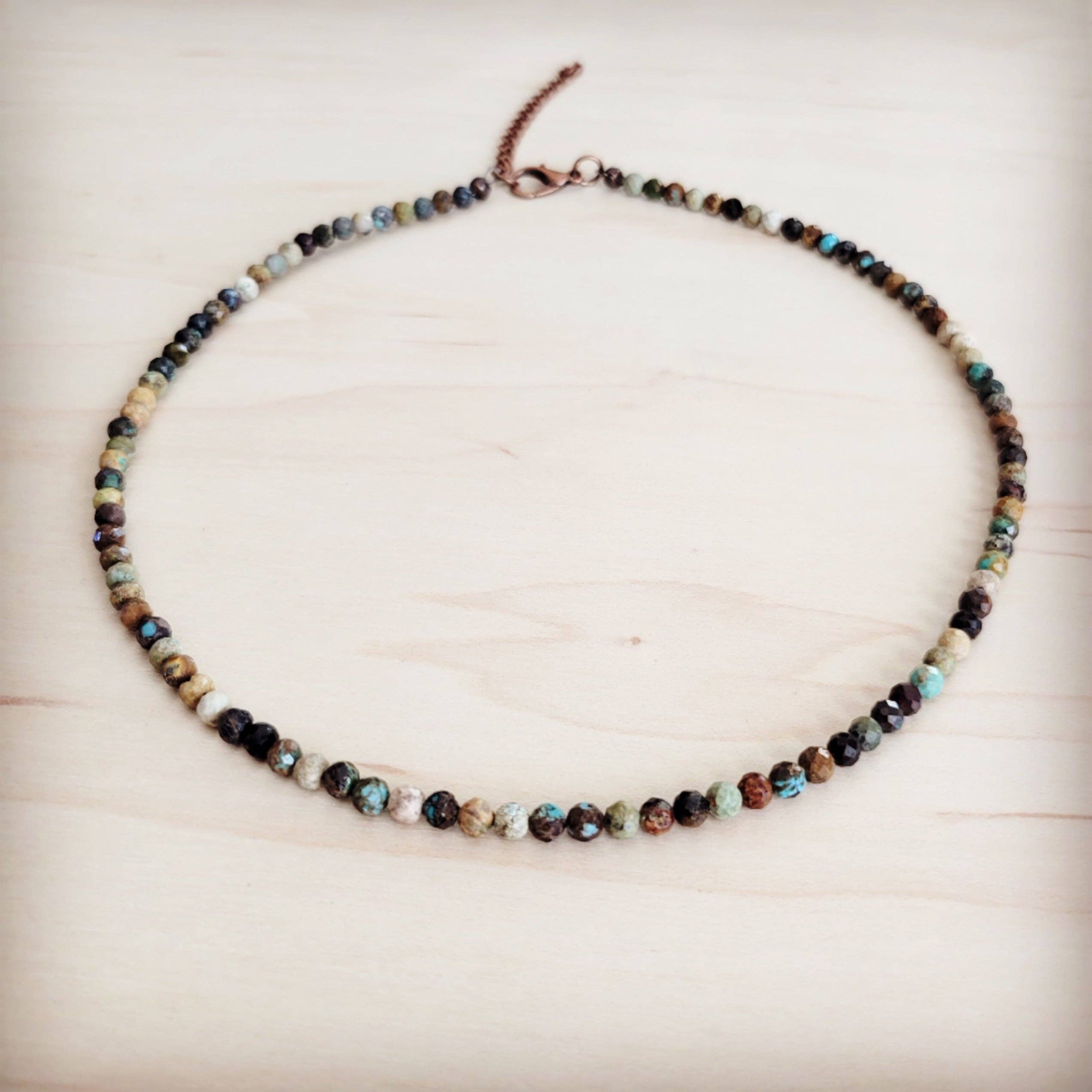 Faceted Genuine HuBei Turquoise Beaded Collar Necklace
