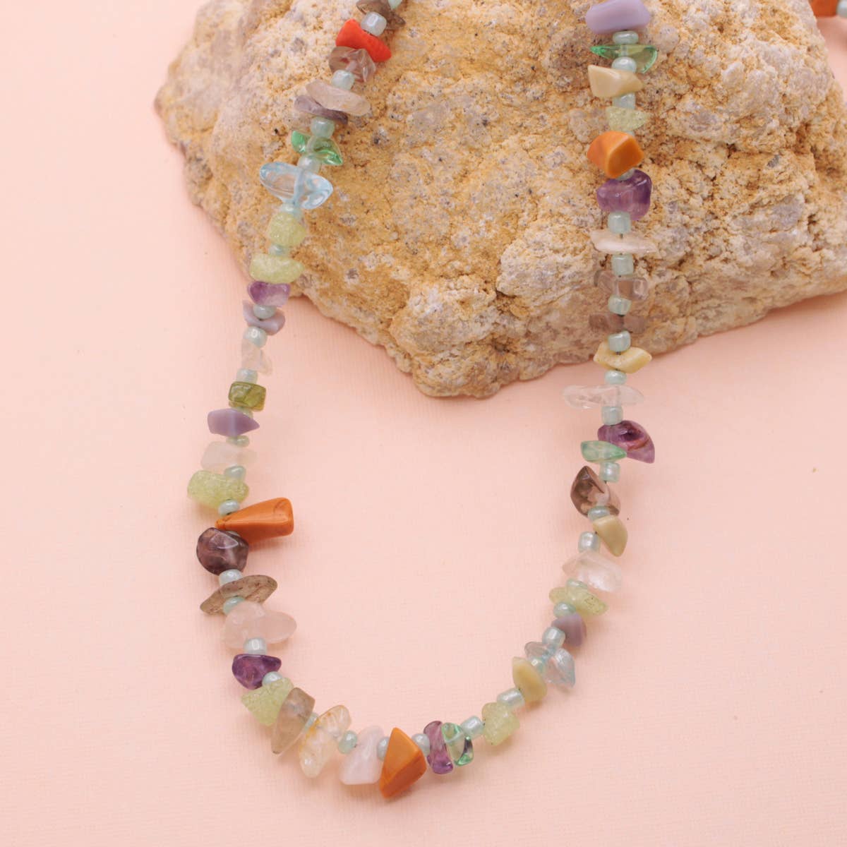 Pale Stone Chip Bead Necklace