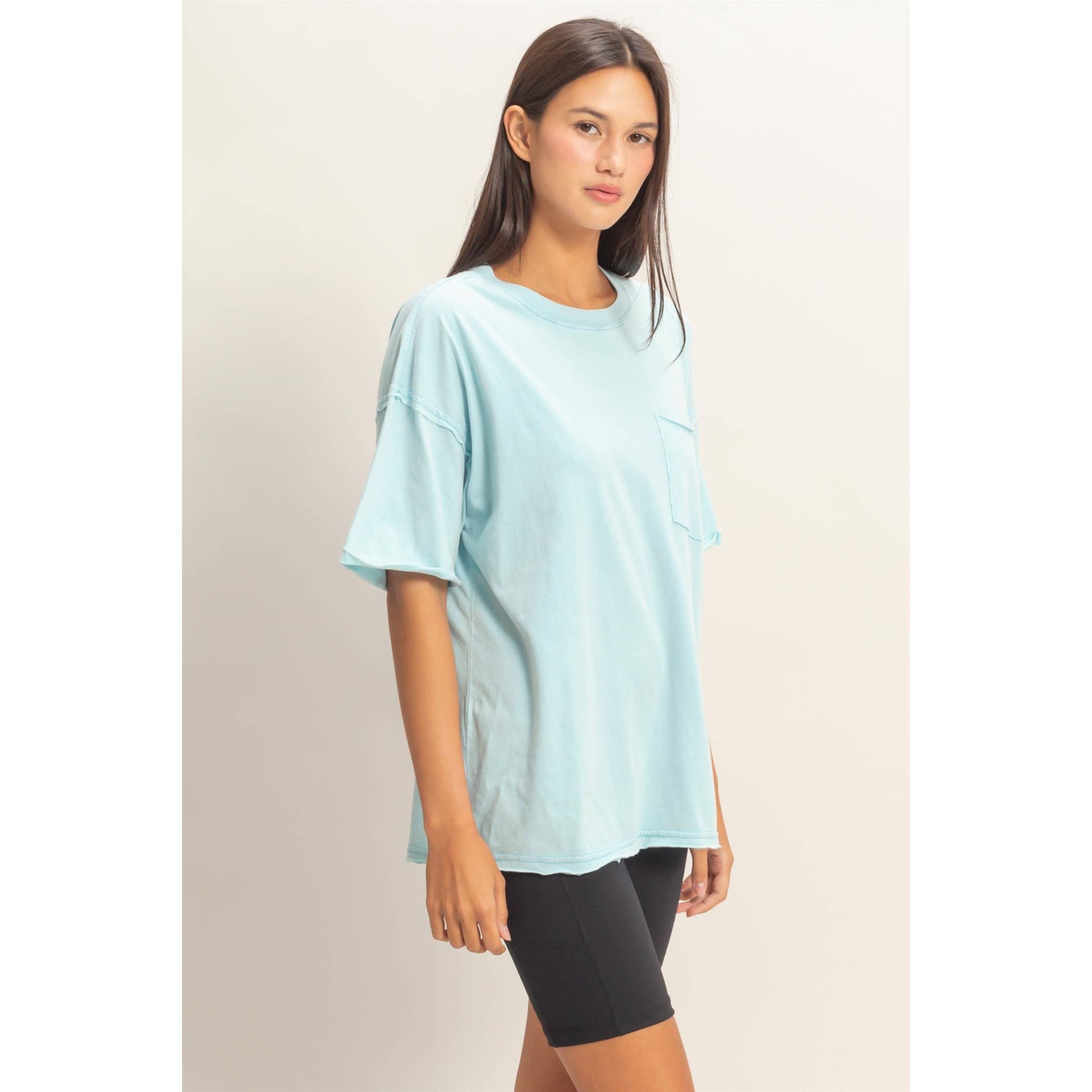 Washed Pocket Crew Neck