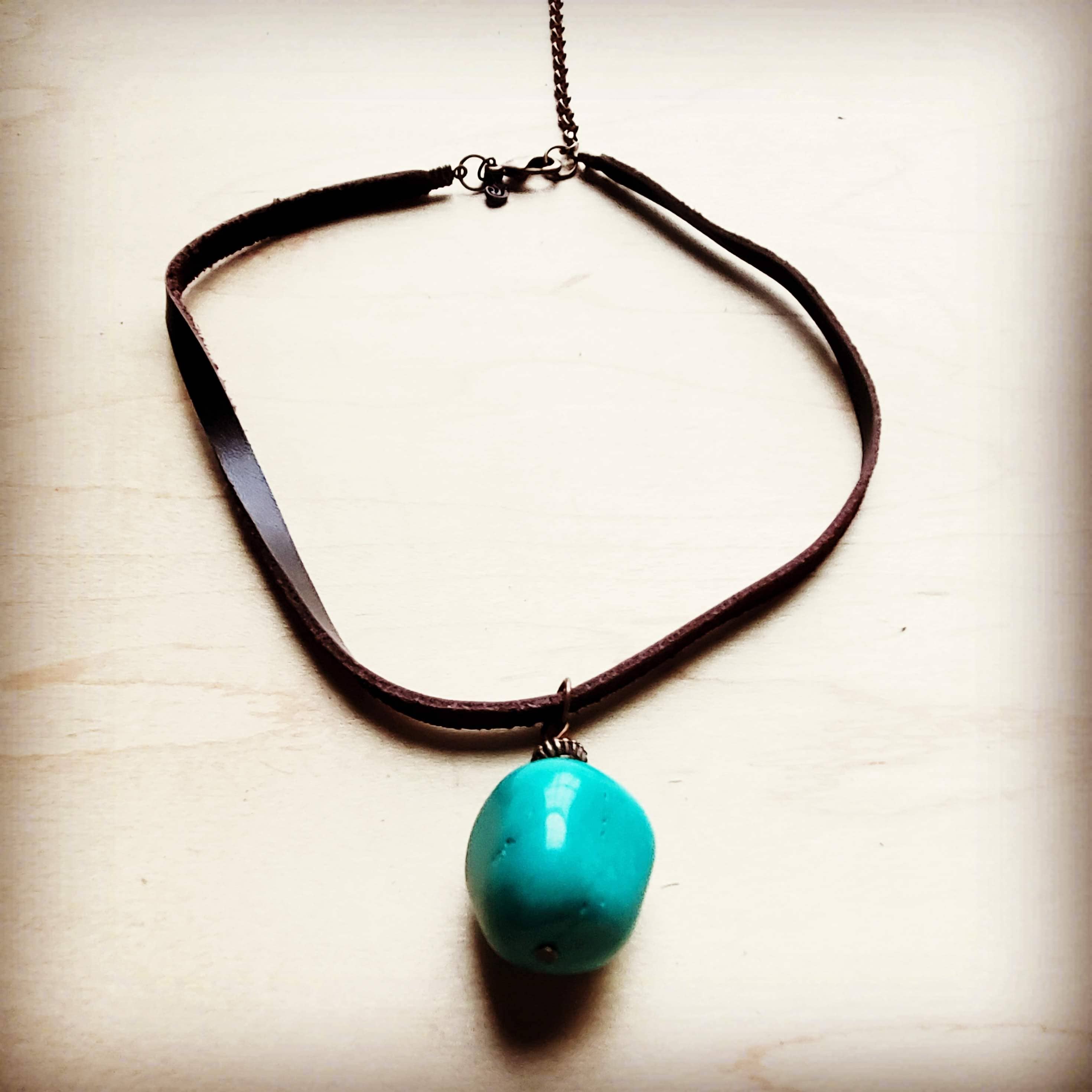 Leather Choker with Turquoise