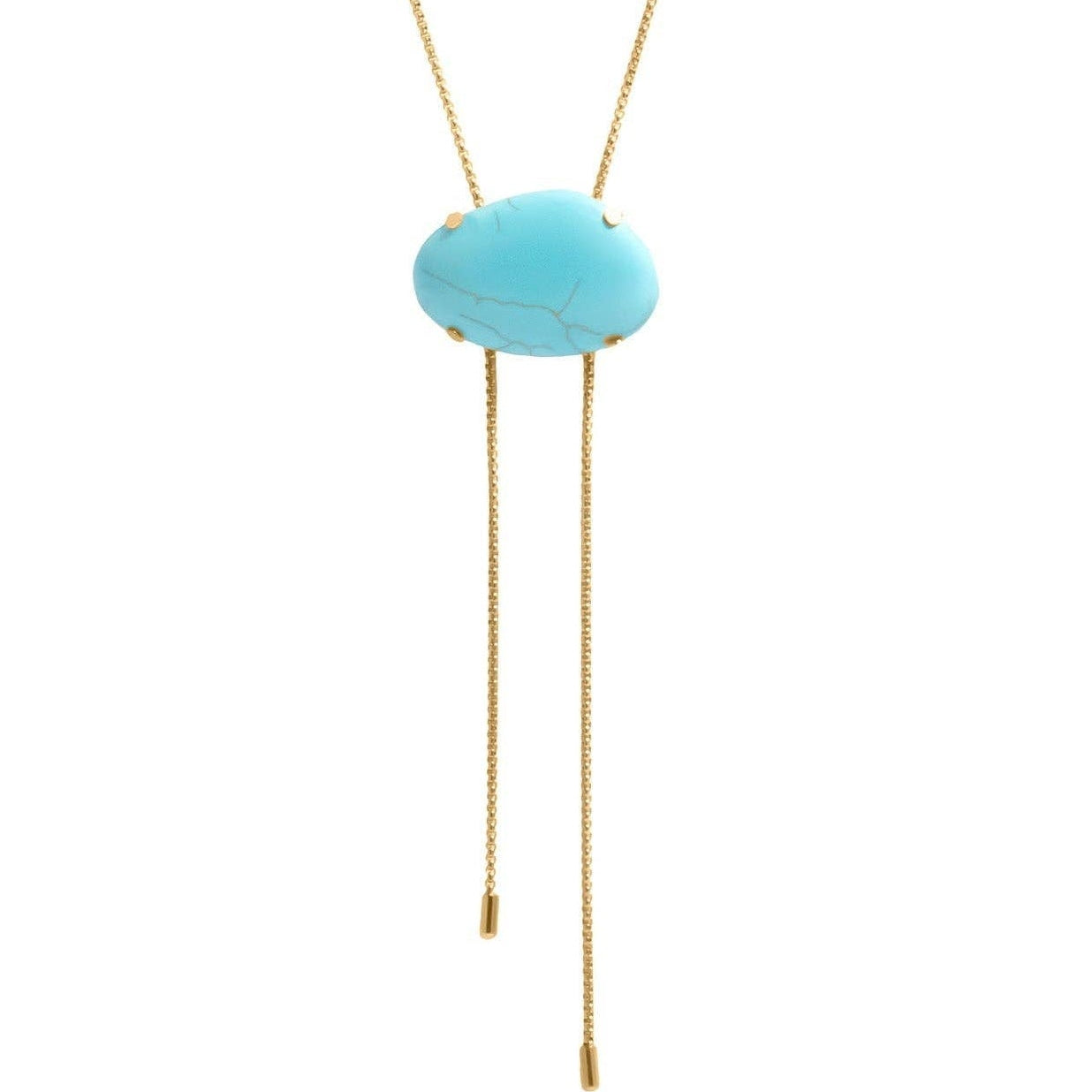 Turquoise Charm Bolo Necklace | 18K Gold