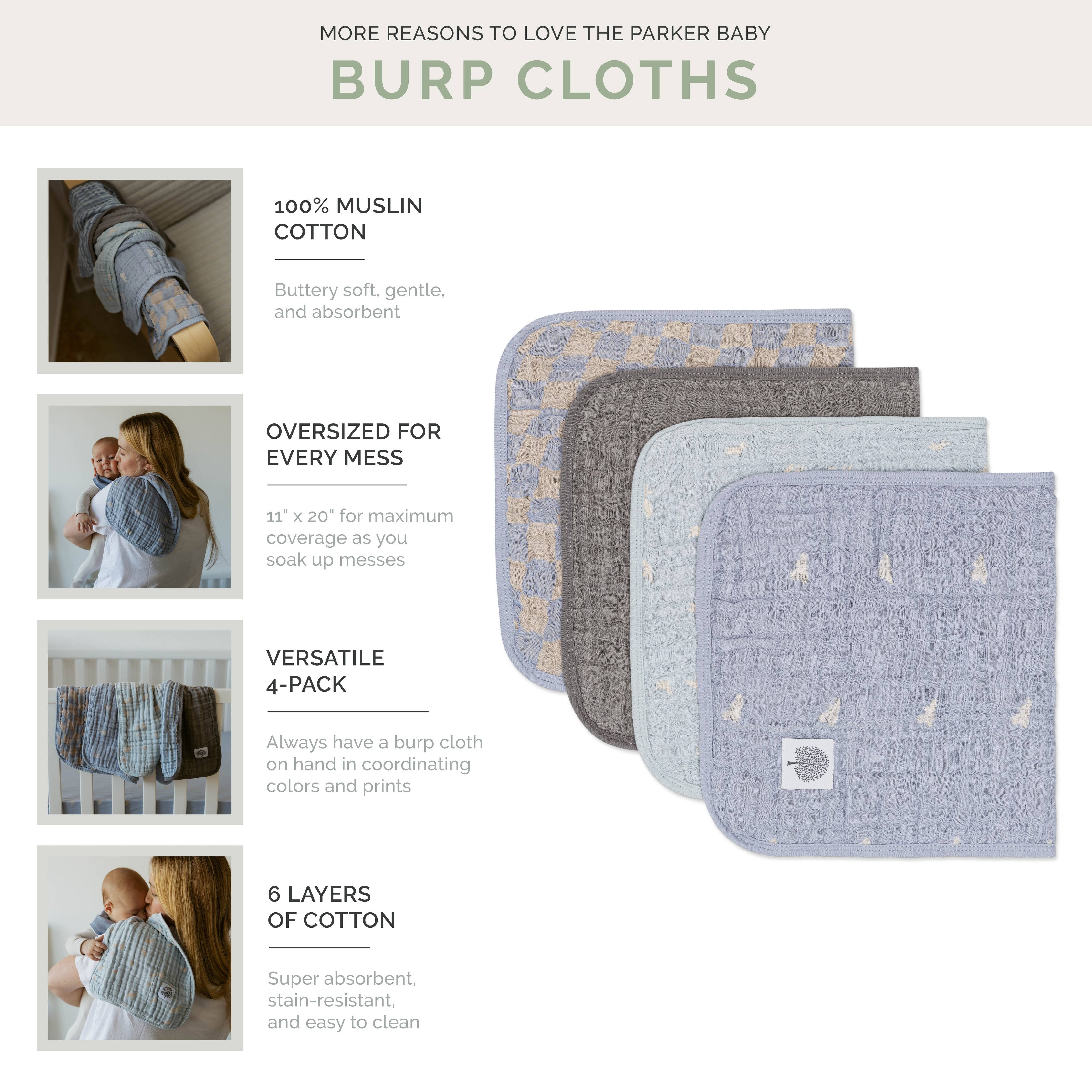 Parker Baby |
Cloud Set - Muslin Burp Cloths (4 Pack)