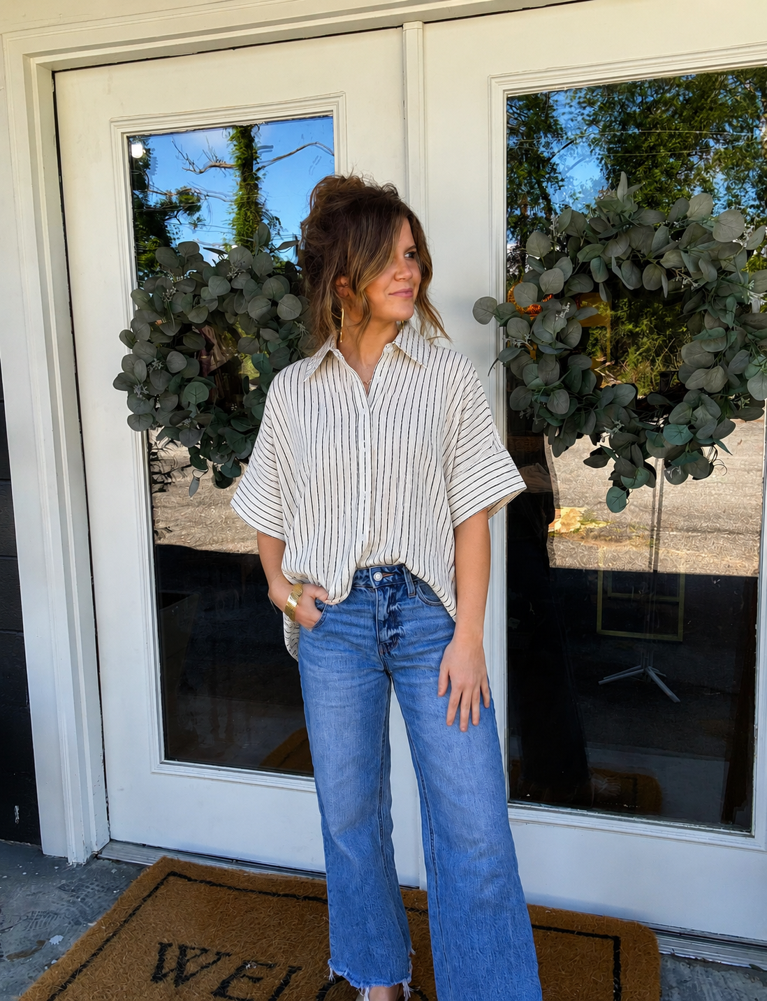 Oversized Button Down Stripe