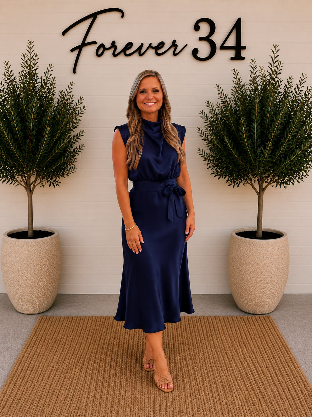 Cowl Neck Midi Dress