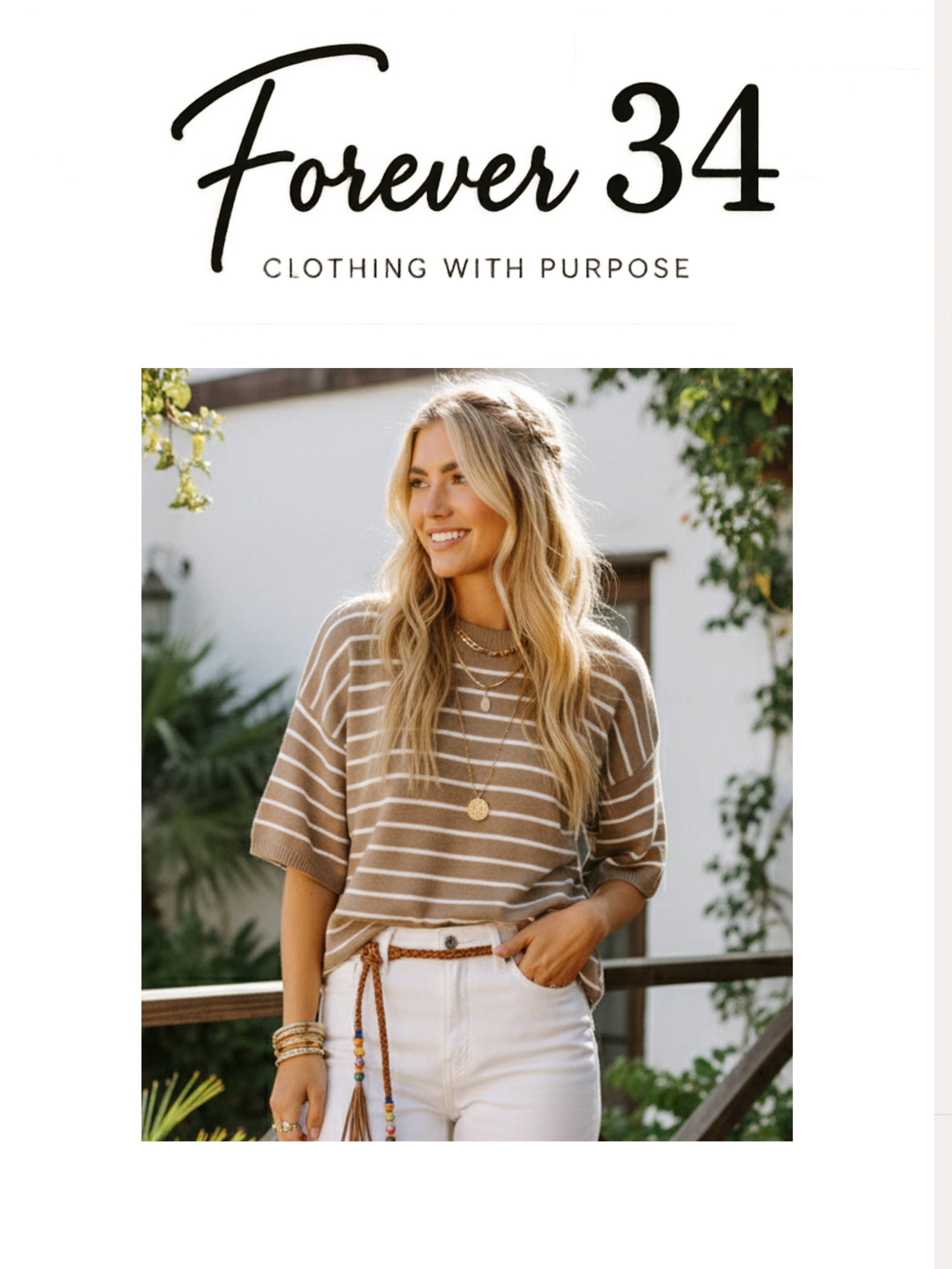 Striped Knit Short Sleeve Top