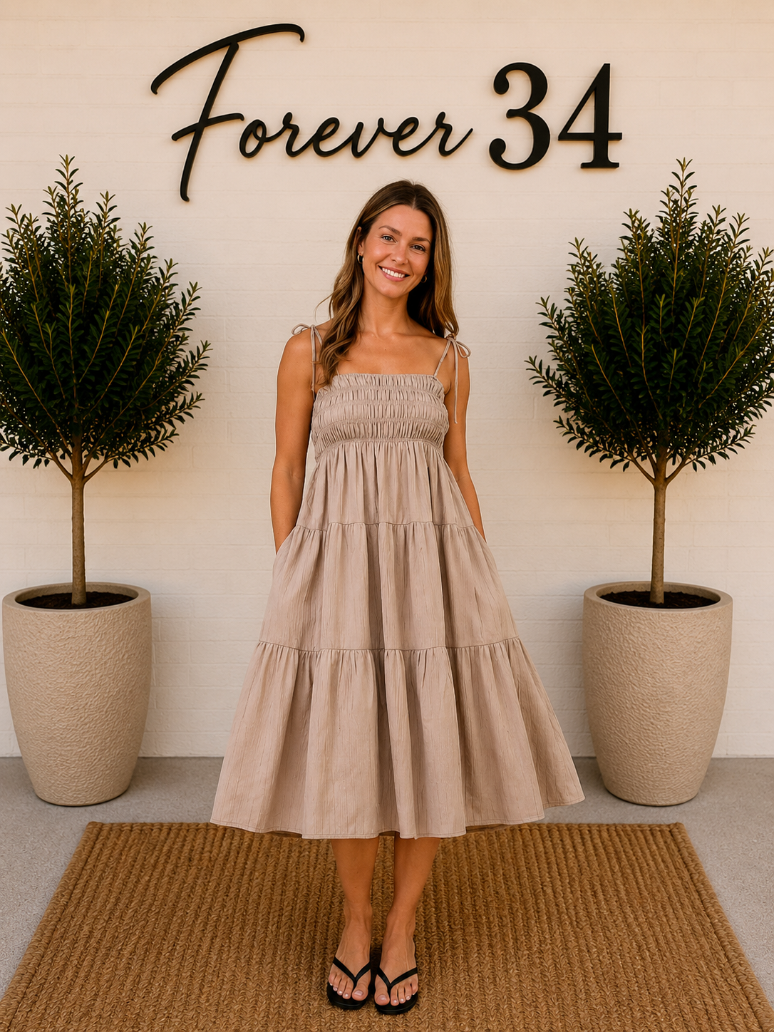 Crinkle Textured Tie Strap Dress