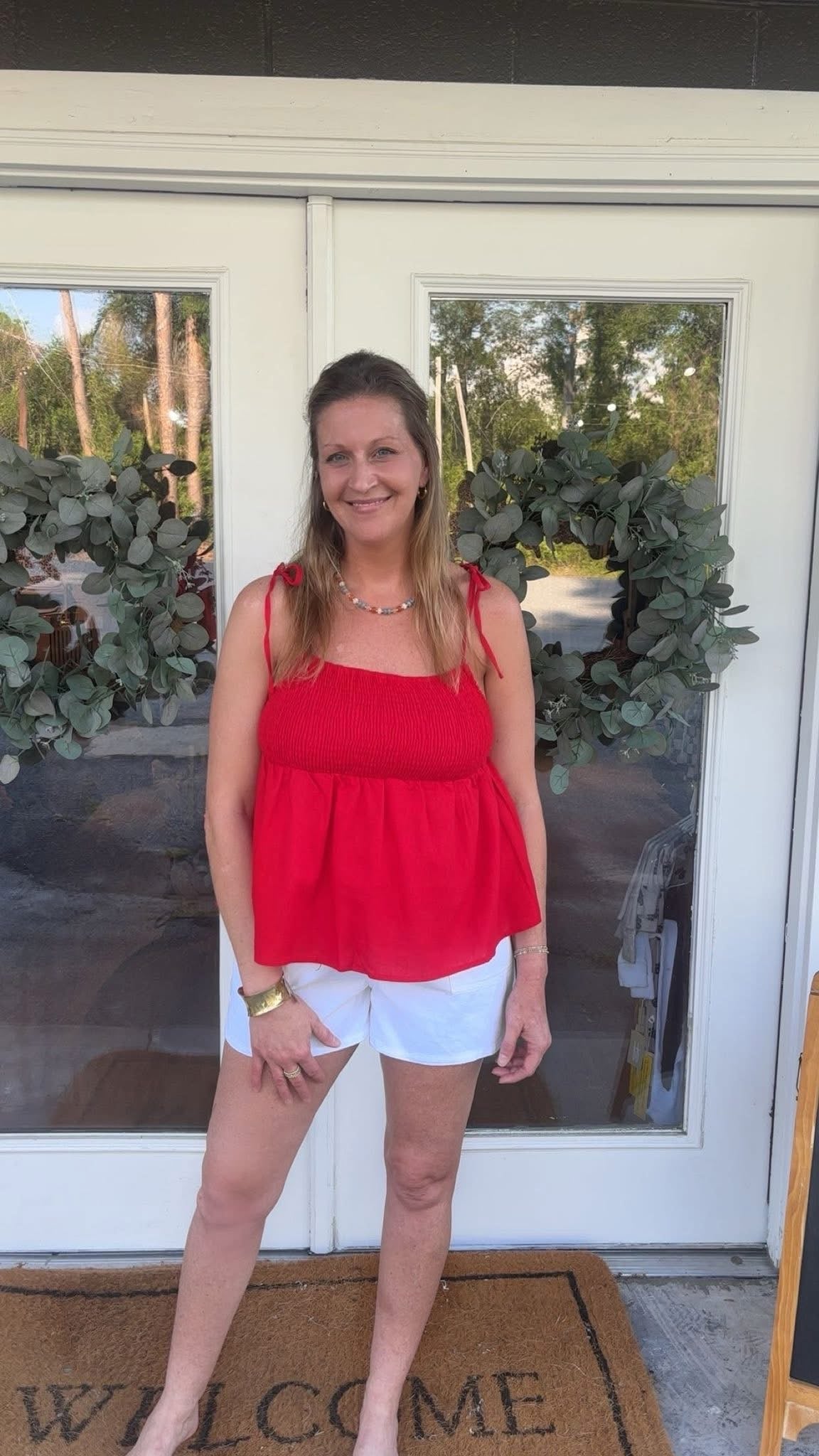 SMOCKED BABYDOLL TANK