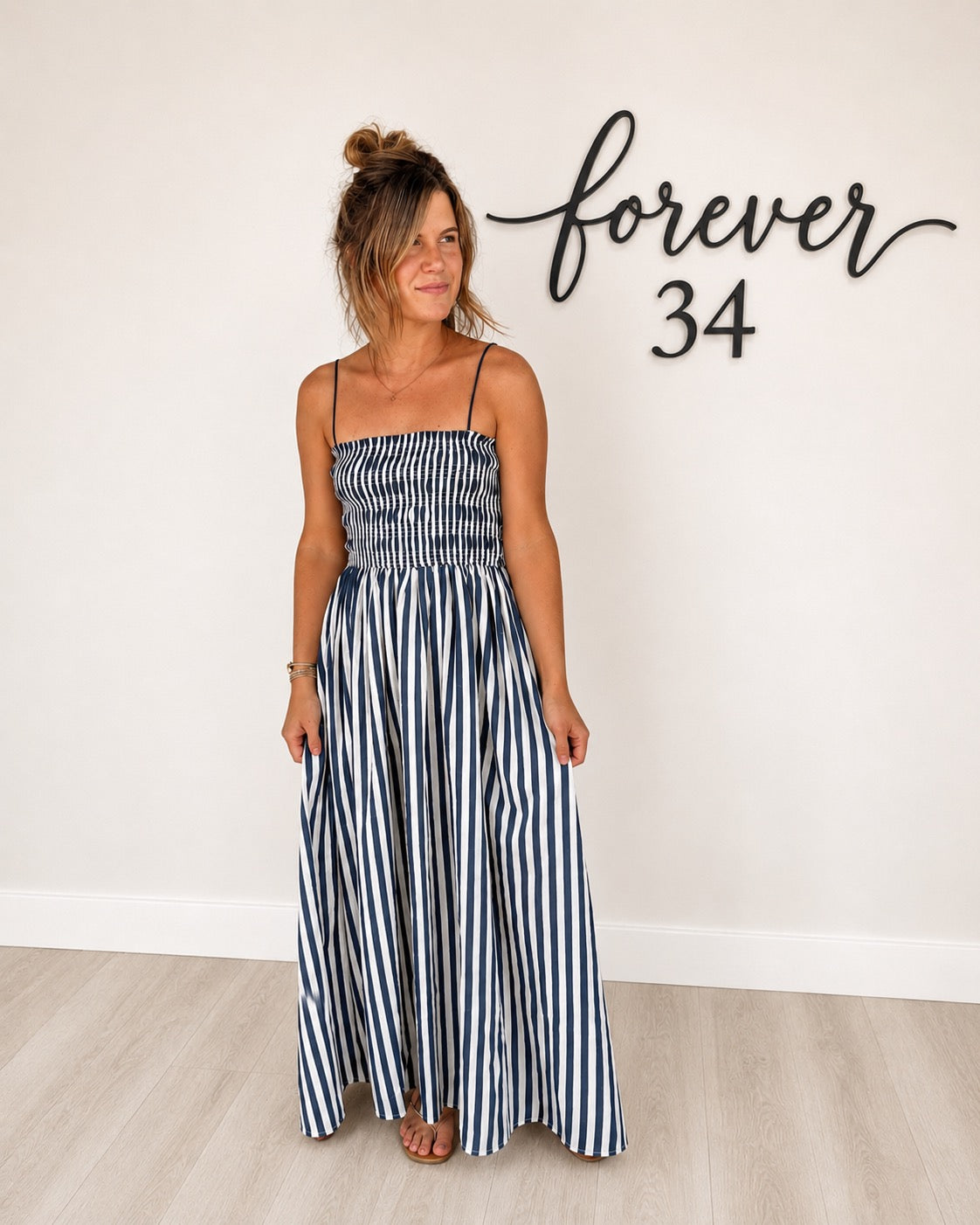 Smocked Pocket Midi Dress