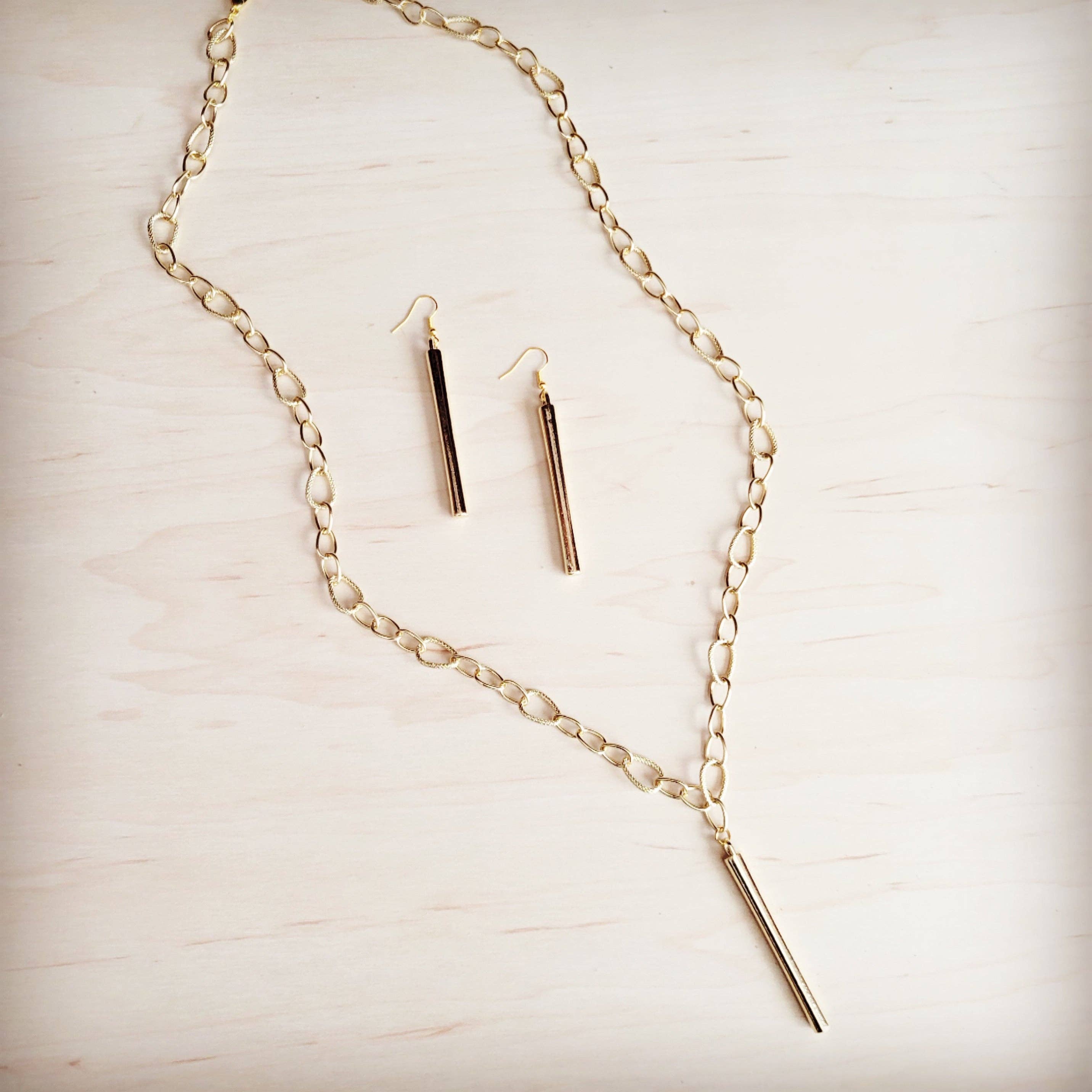 Gold Bar Dangle Earrings