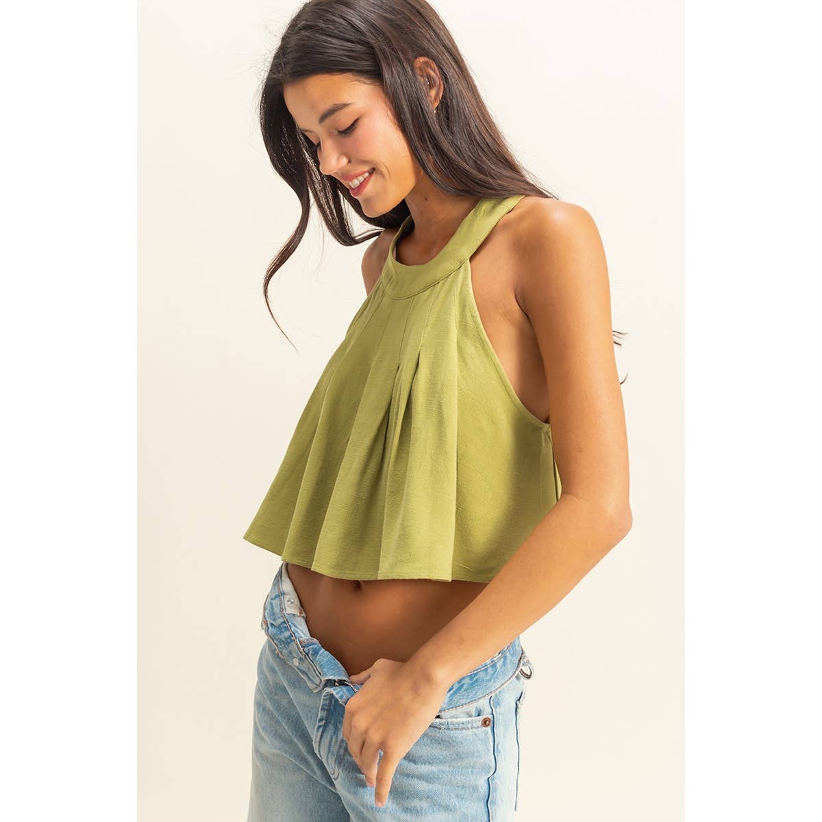 Pleated Ruffle Crop