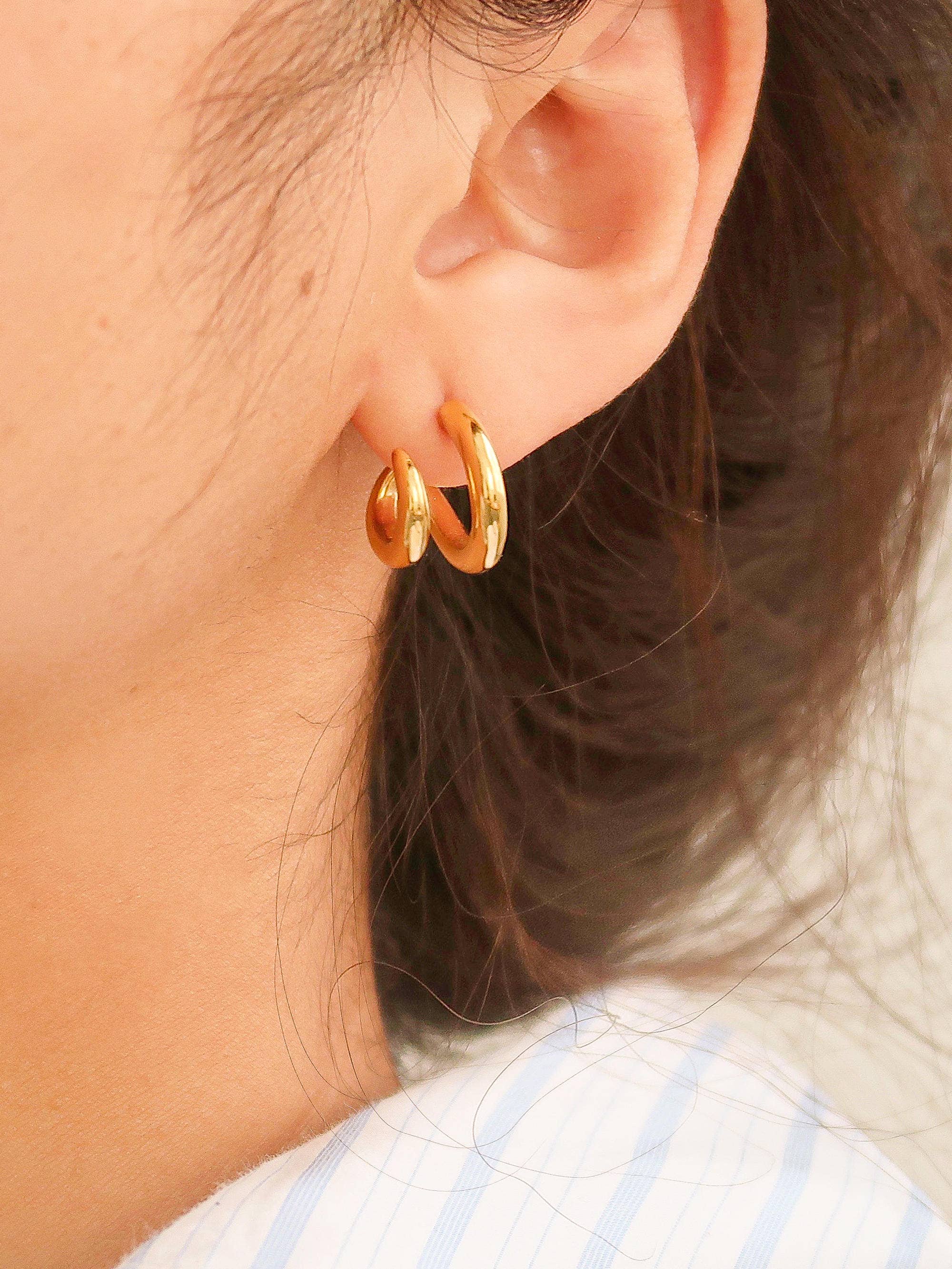 Non-Tarnish Double C Hoop Earring