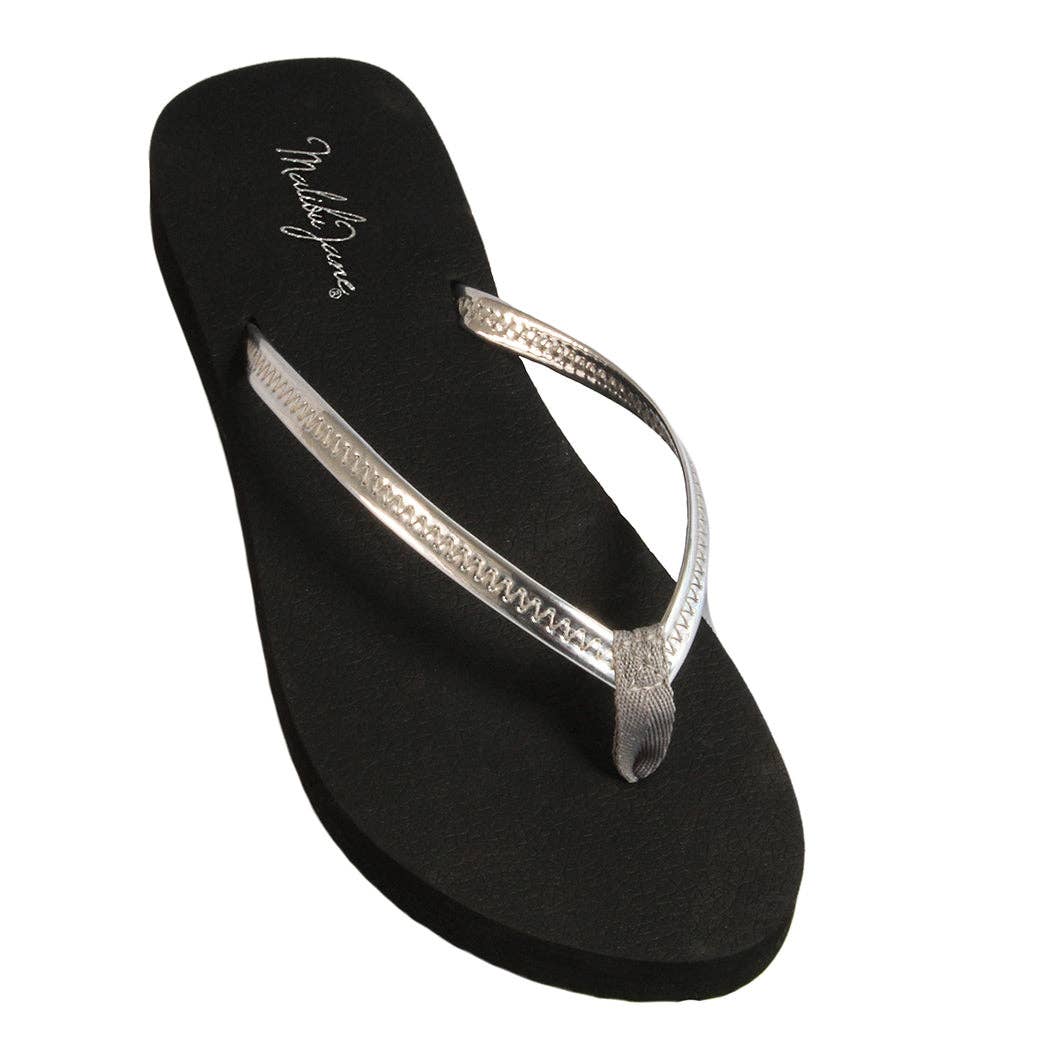 Pasadena Black Silver Flip Flops