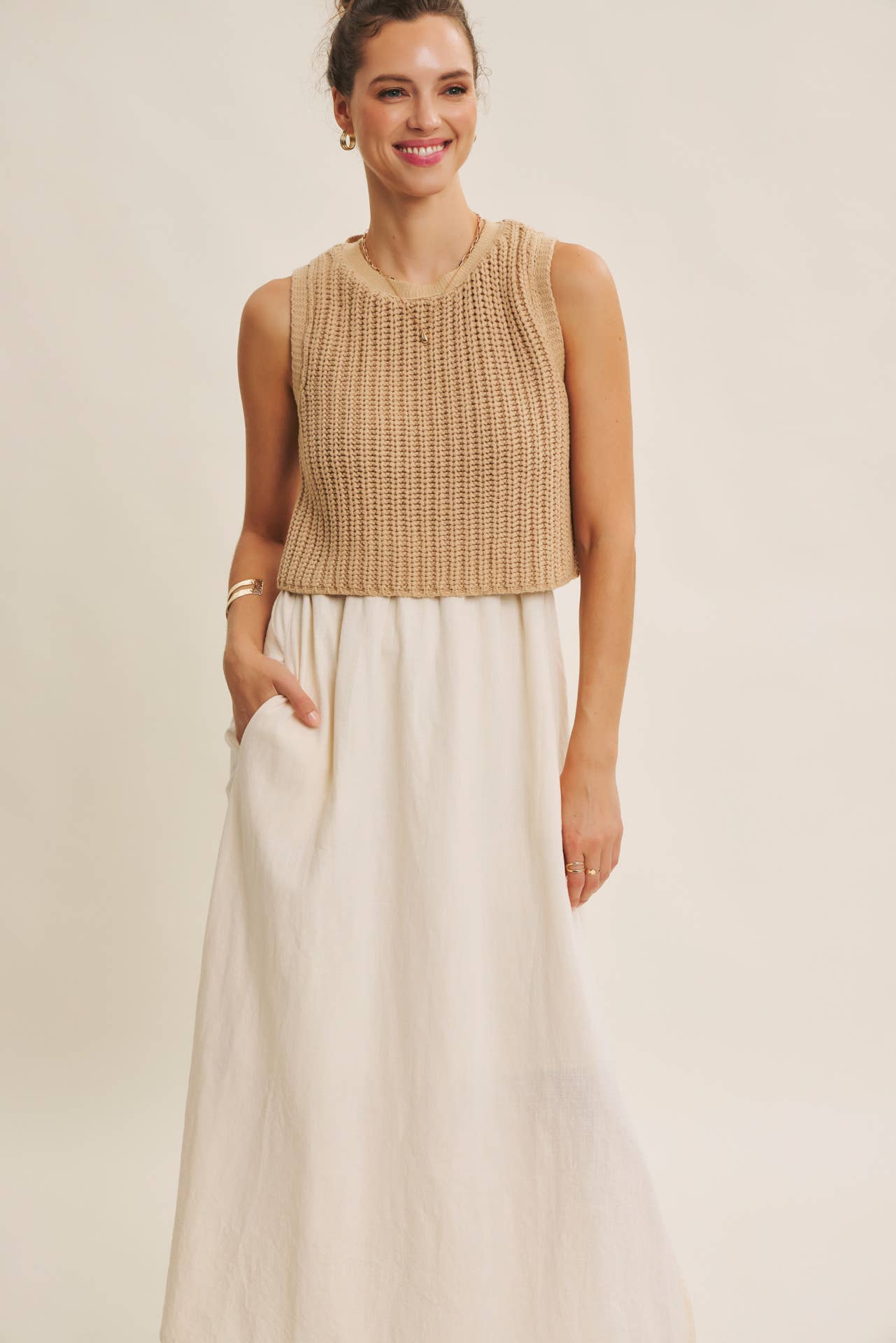TRUE CUSTOMER FAVORITE CHUNKY SWEATER TWOFER MIDI DRESS