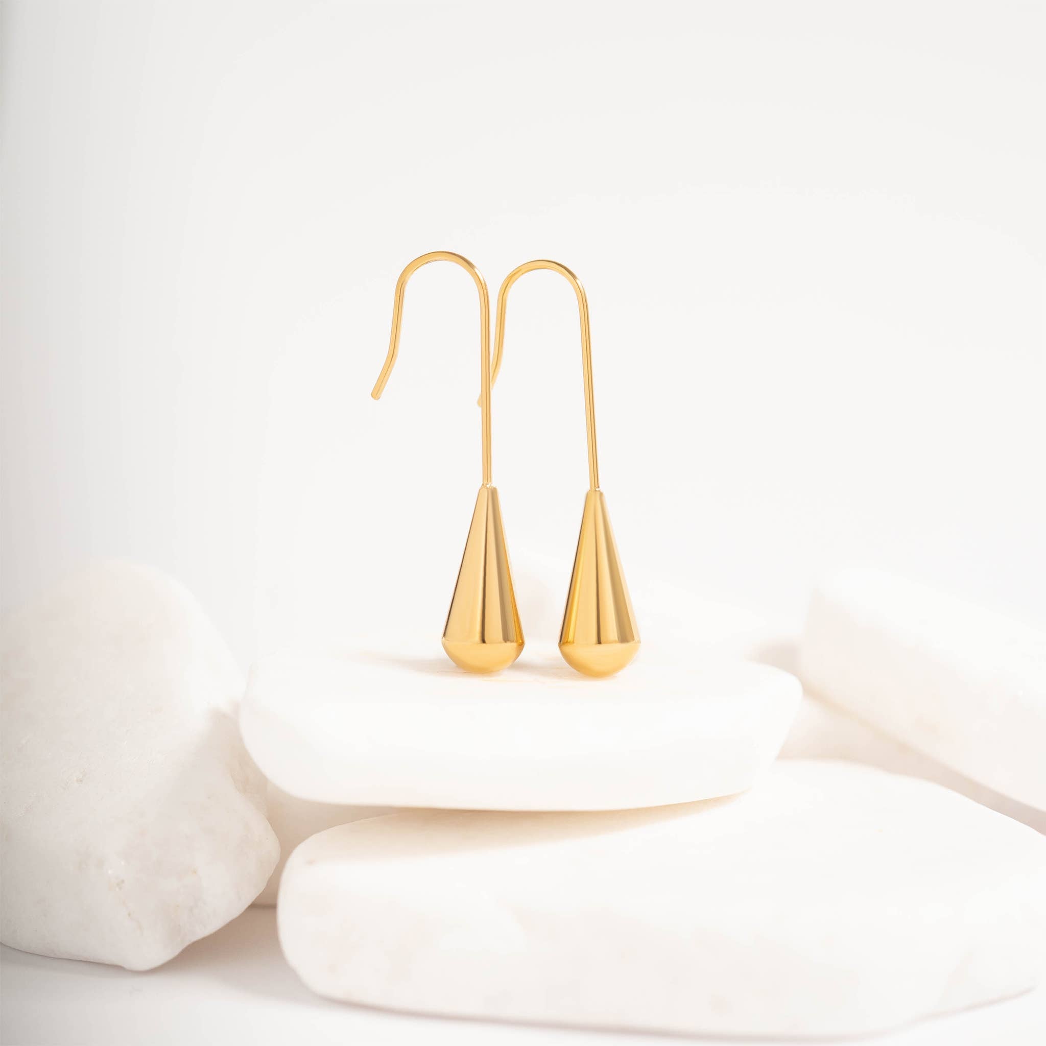 Stainless Steel Drop Earrings | 18K Gold