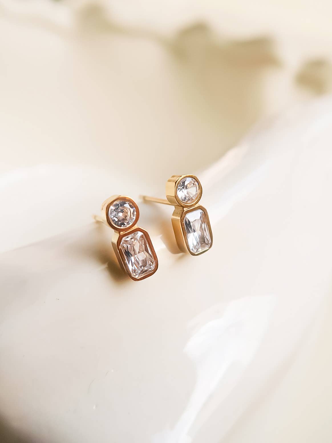 18K Gold Mini CZ Stud