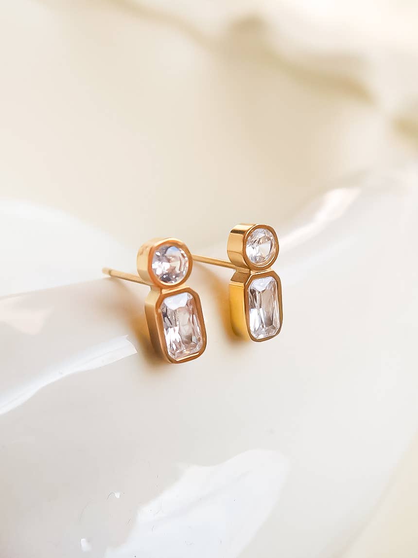 18K Gold Mini CZ Stud