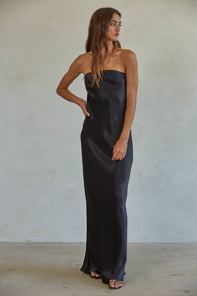 Satin Tube Strapless Maxi