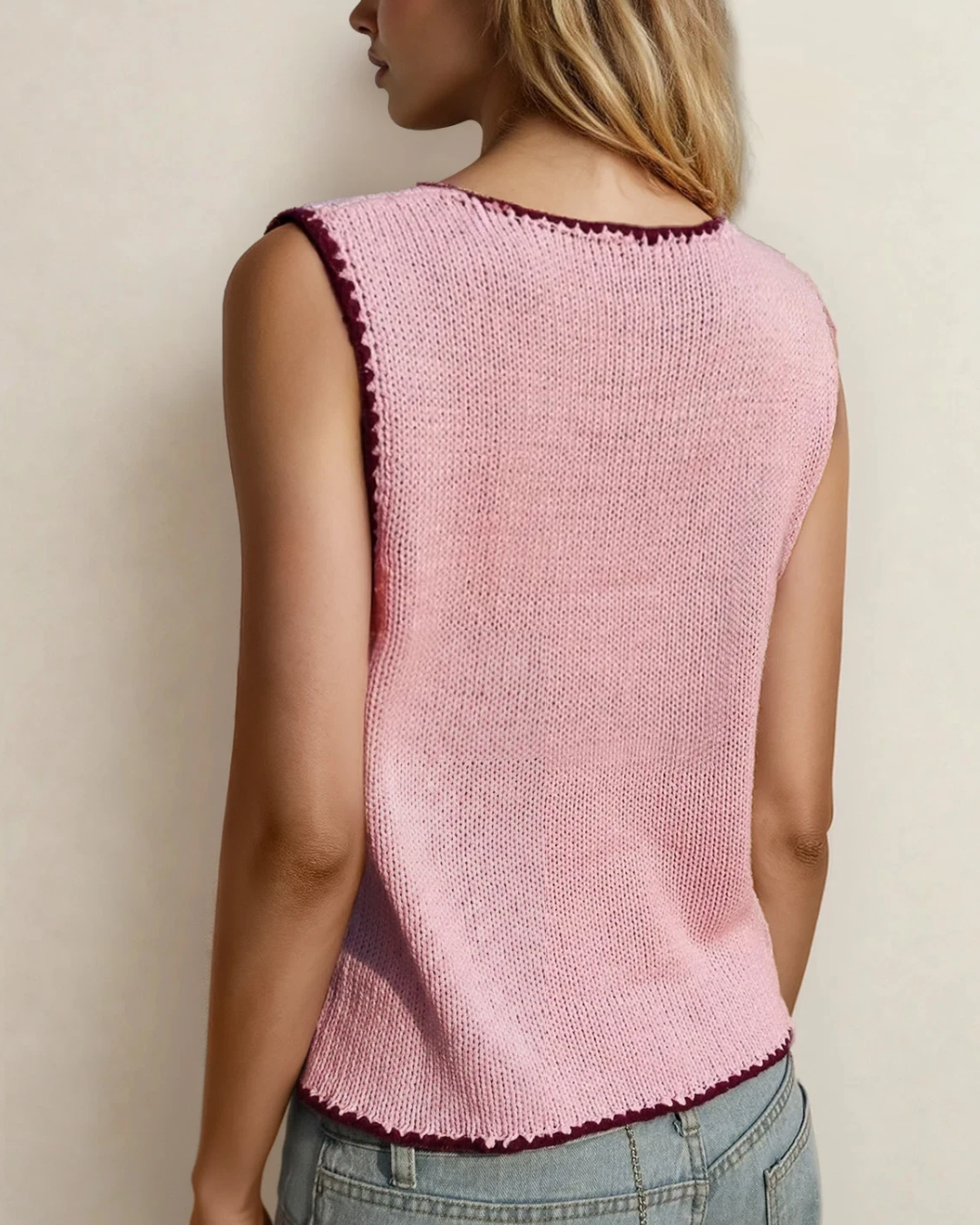 Emerson Pink Buttoned Front Sweater Vest