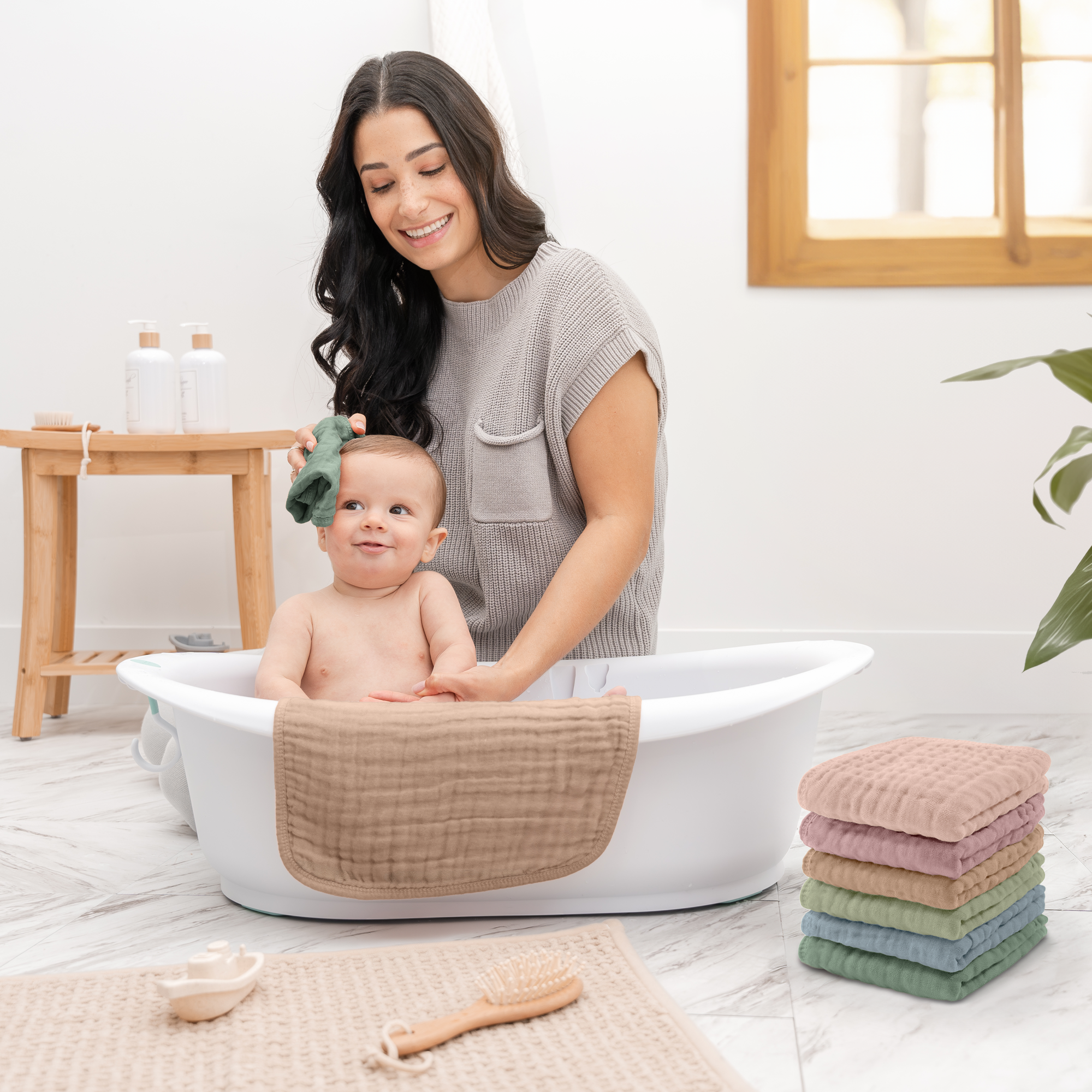 Comfycubs |
Muslin Baby Washcloths, Soft 10"x10" ( 6 Pack)