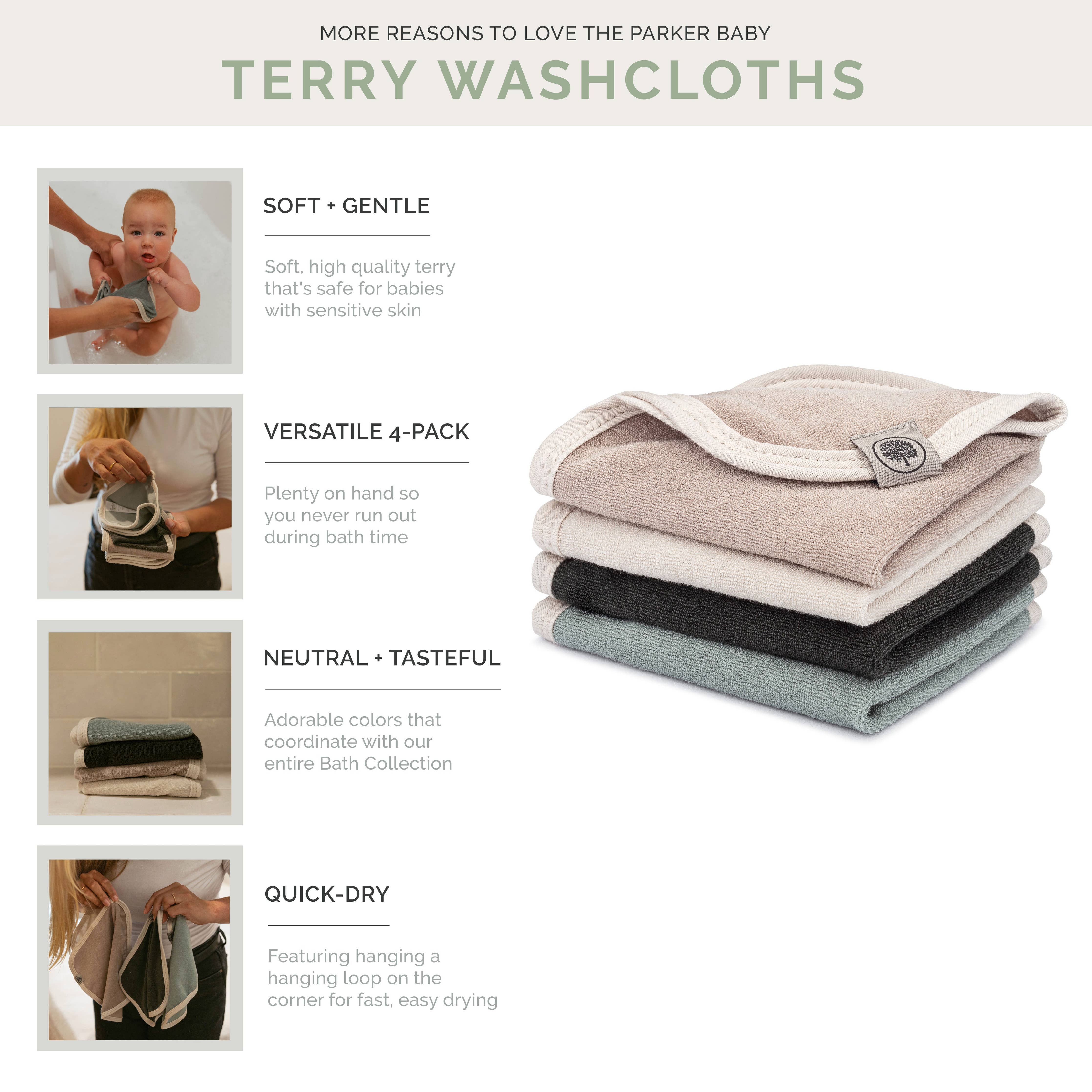 Parker Baby | Terry Baby Washcloths (4 Pack)