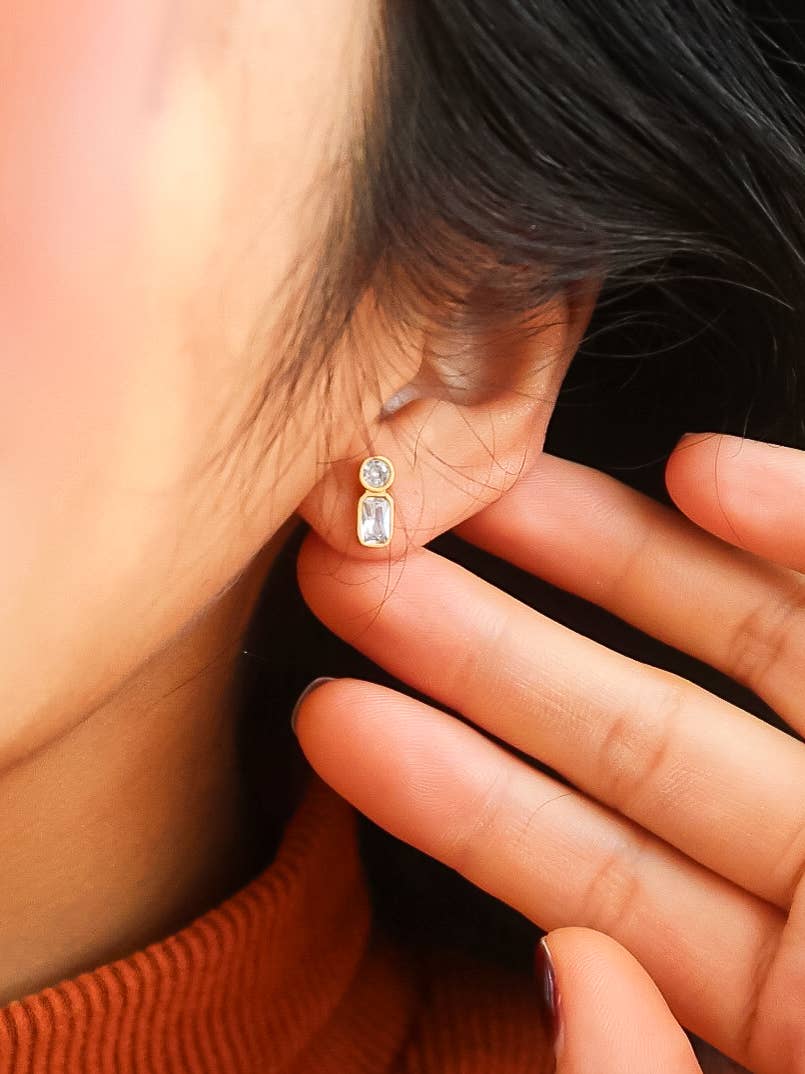 18K Gold Mini CZ Stud