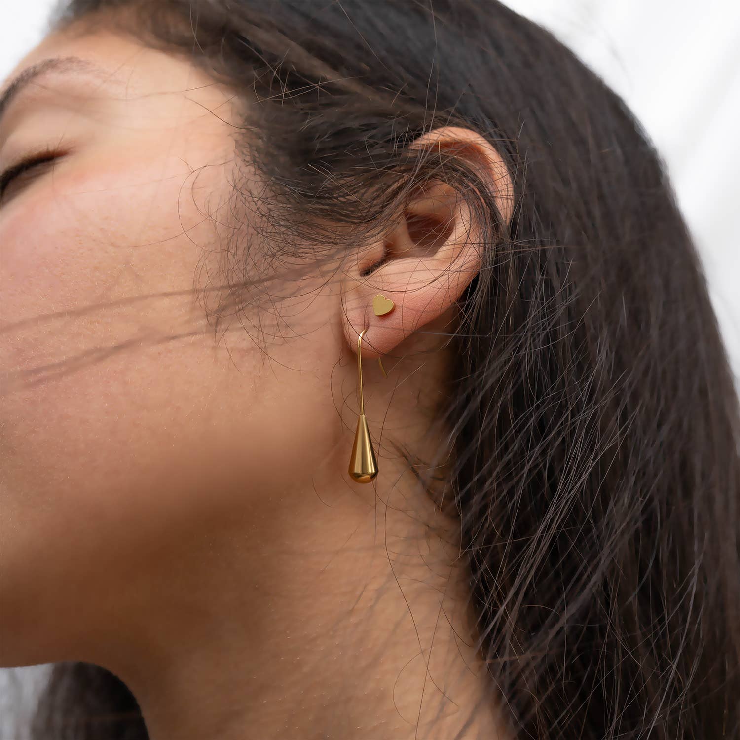 Stainless Steel Drop Earrings | 18K Gold