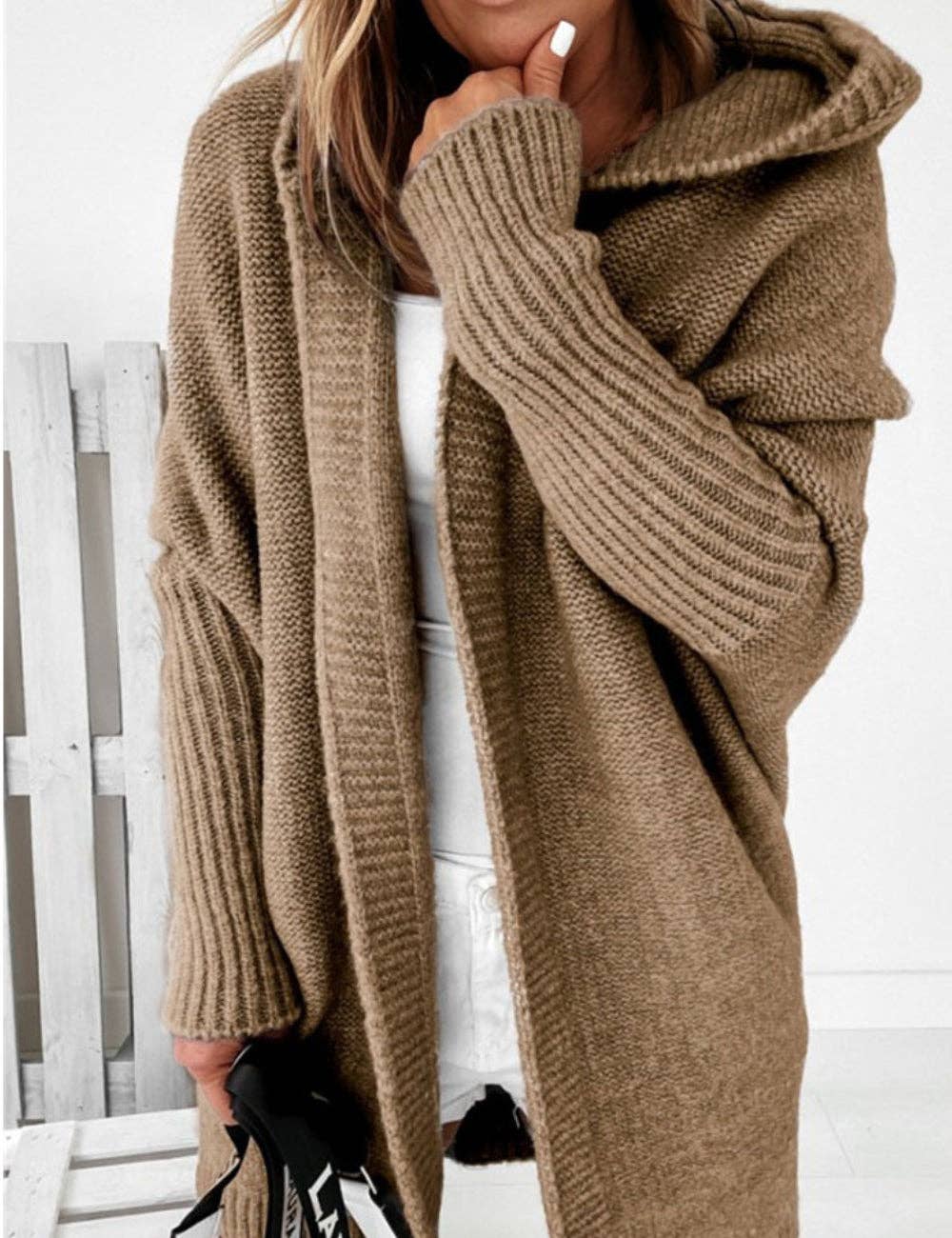 Ladies Solid Color Front Cardigan