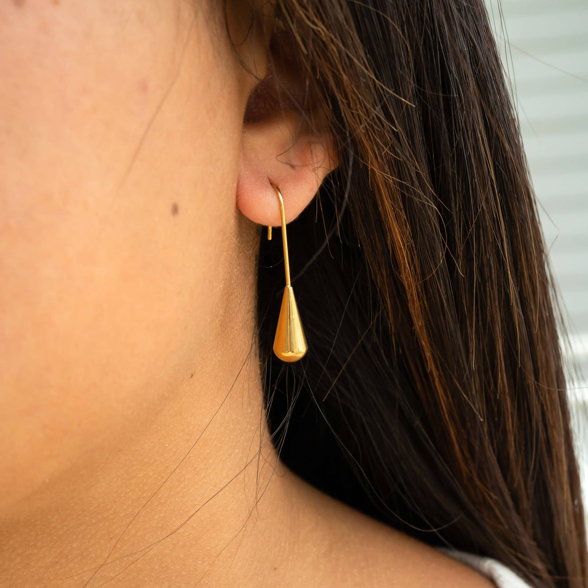 Stainless Steel Drop Earrings | 18K Gold