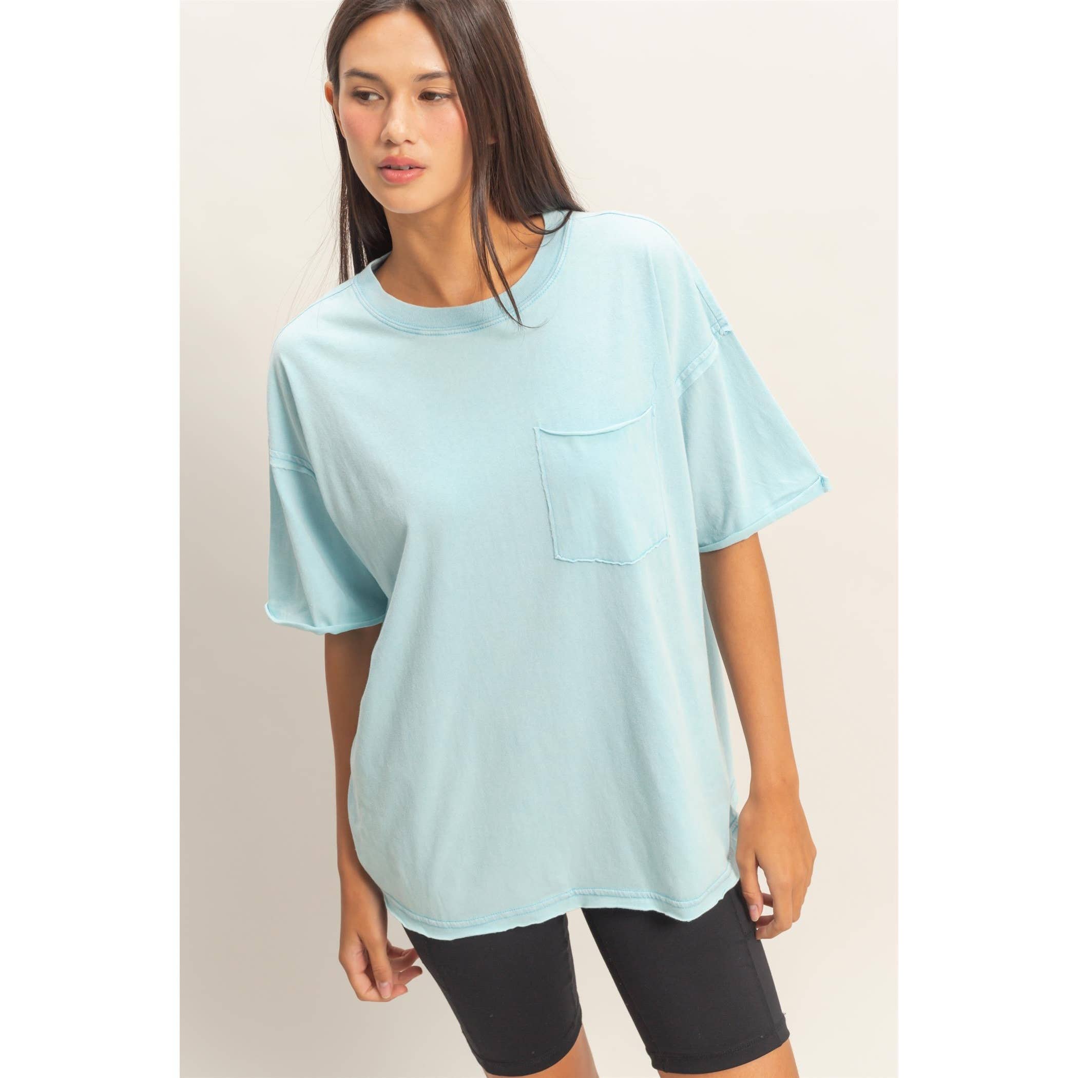 Washed Pocket Crew Neck