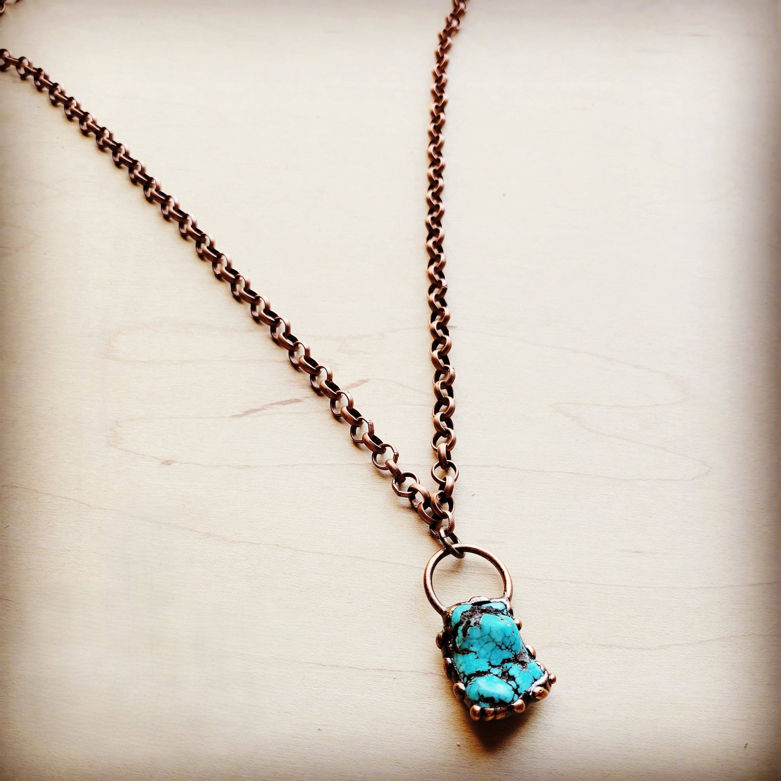 Long Copper Necklace Pendant