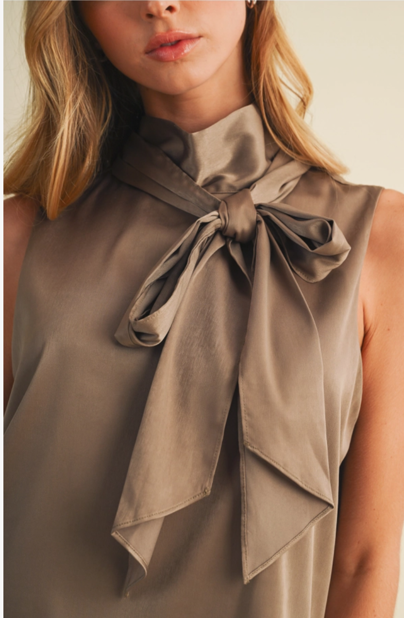 Mock Neck Bow Blouse