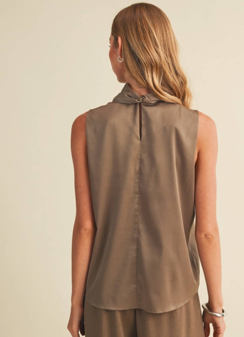 Mock Neck Bow Blouse