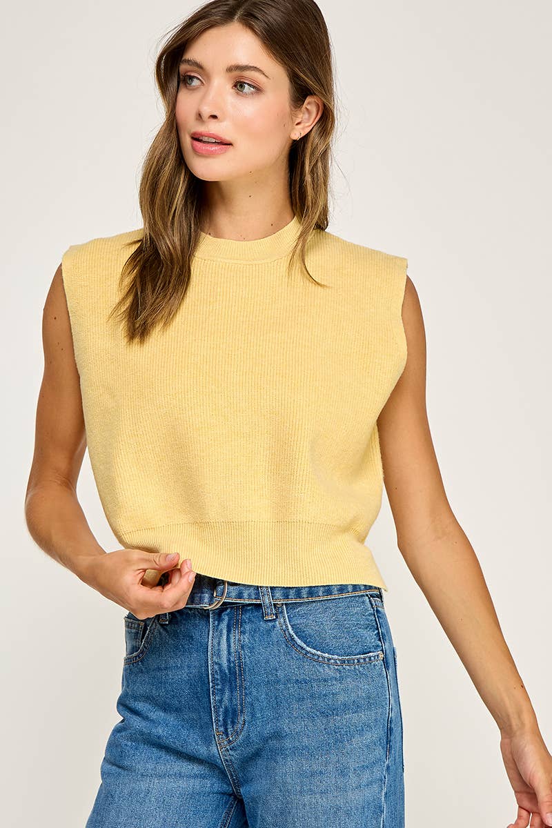 RIBBED SLEEVELESS KNIT TOP