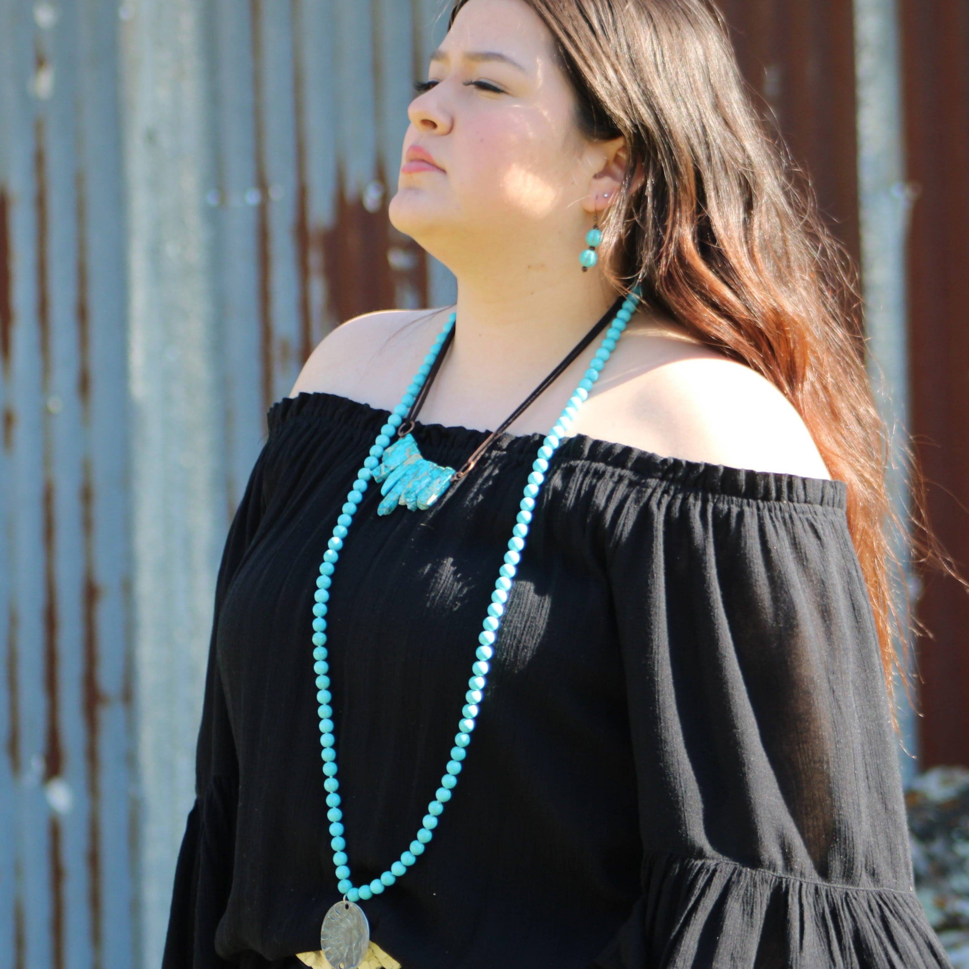 **Blue Turquoise Melon Bead Earrings