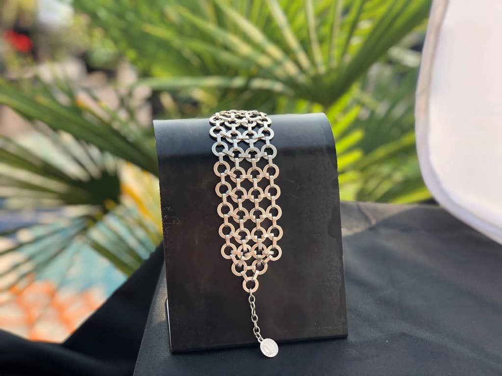 Modern Silver-Tone Multi-Link Bracelet