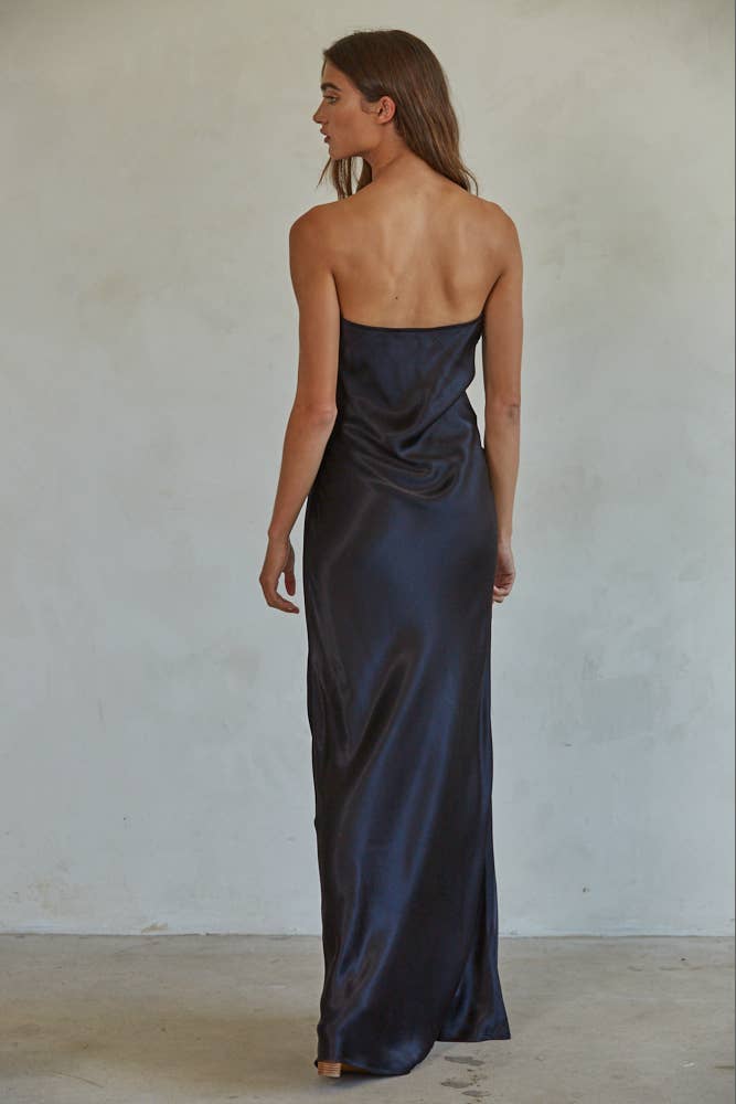 Satin Tube Strapless Maxi