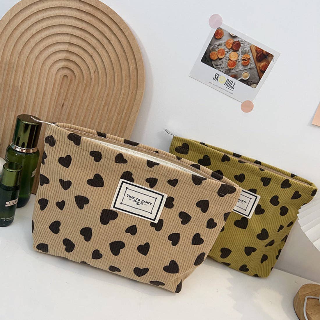 Heart Pattern Toiletry Bag | Vintage