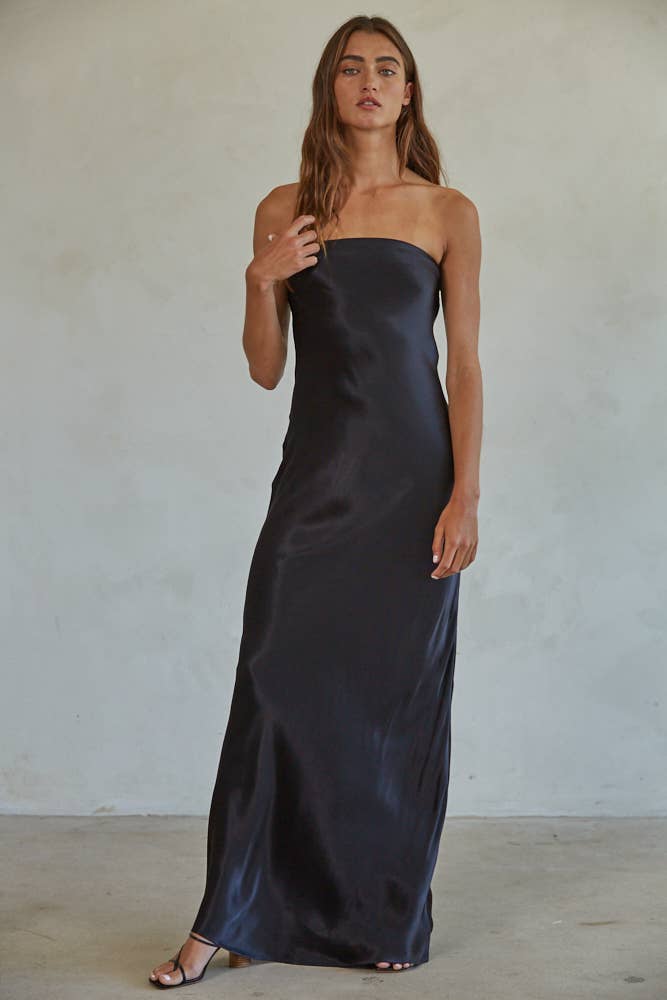 Satin Tube Strapless Maxi
