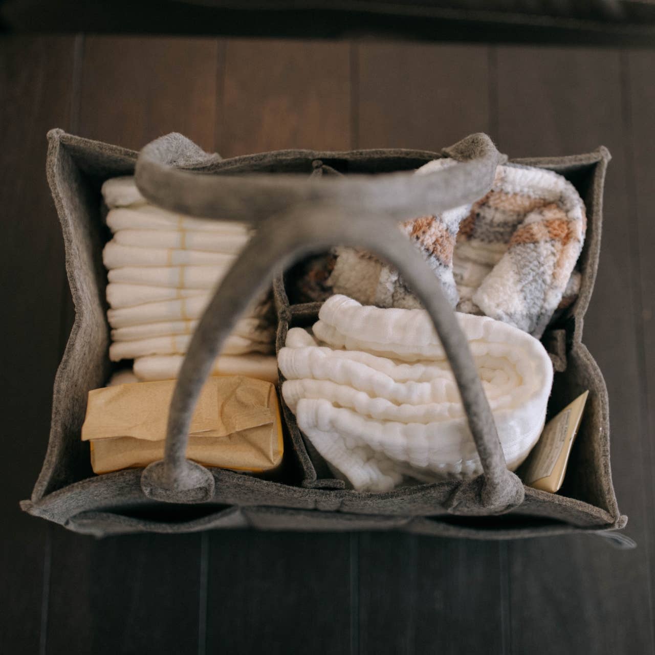 Parker Baby | 
Large Diaper Caddy in Peppercorn