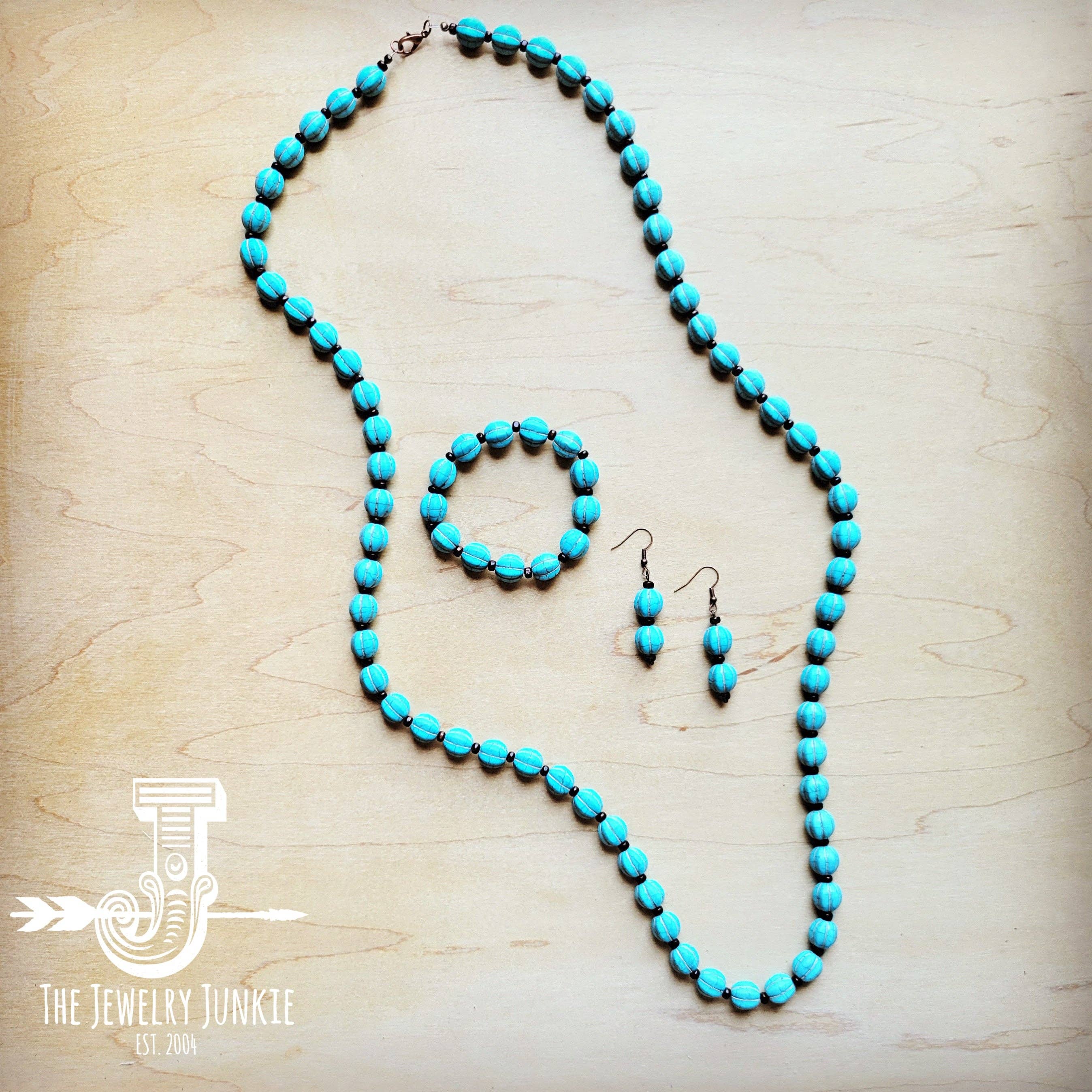 **Blue Turquoise Melon Bead Earrings